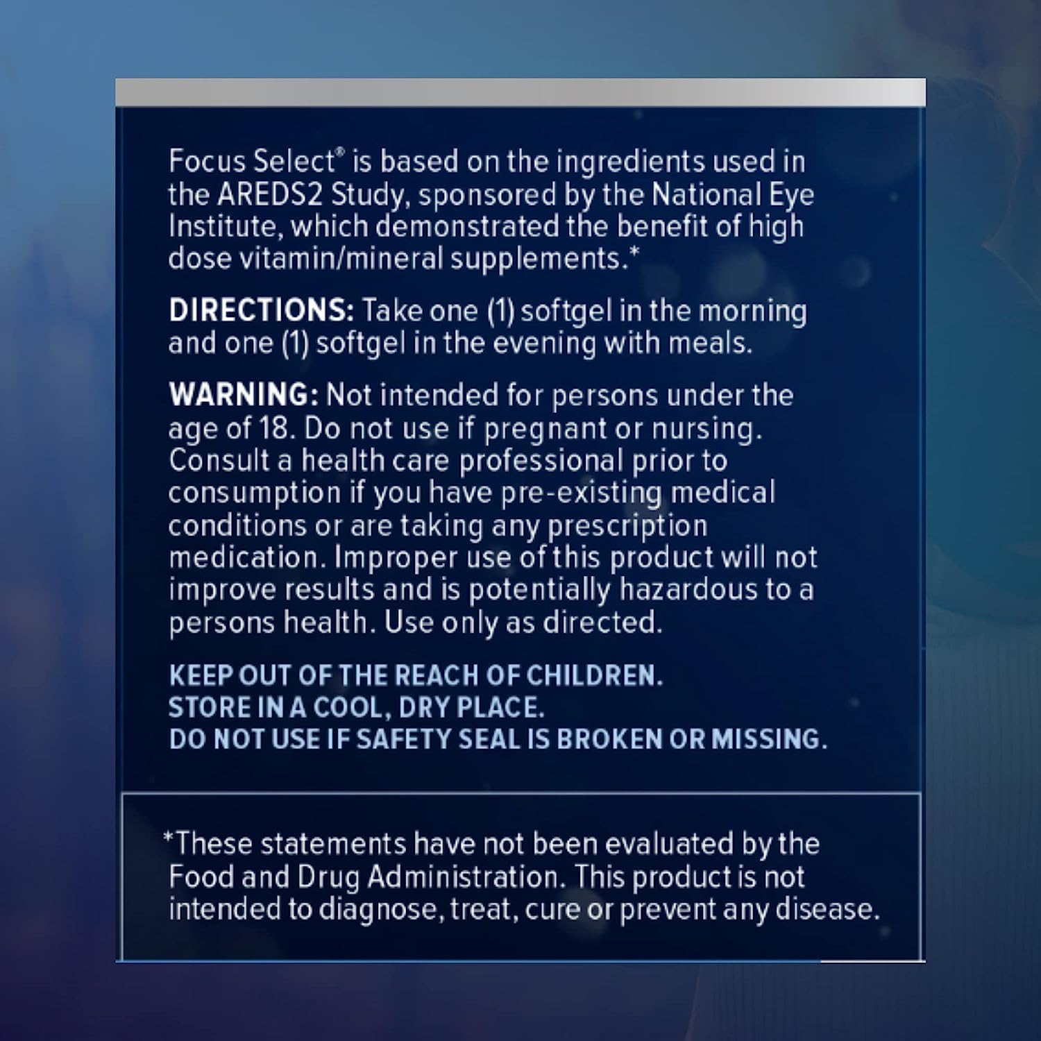 Focus Select AREDS2 Based Eye Vitamin-Mineral Supplement - AREDS2 Based Supplement for Eyes (360 ct. 180 Day Supply) - AREDS2 Based Low Zinc Formula - Eye Vision Supplement and Vitamin