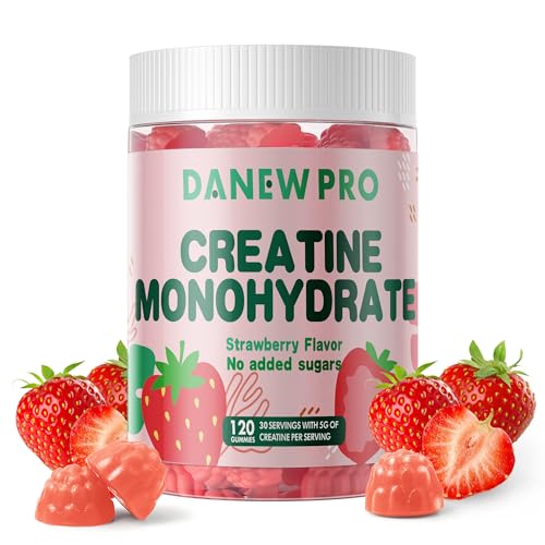 NSF Certified Creatine Gummy 5g - Creatine Monohydrate Gummies for Men & Women, Creatine Monohydrate for Muscle Strength, Muscle Builder, Energy Boost, Pre-Workout Supplement(120 Count)-Strawberry