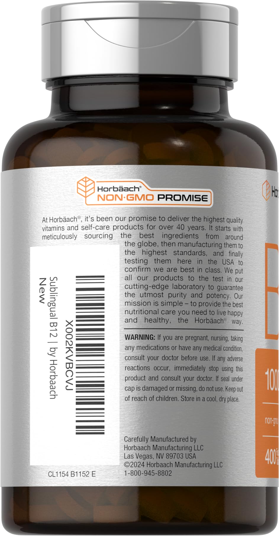 Horbaach Vitamin B12 1000 mcg Sublingual | 400 Fast Dissolve Tablets | Methylcobalamin Supplement for Women and Men | Berry Flavor | Vegan, Non-GMO, and Gluten Free