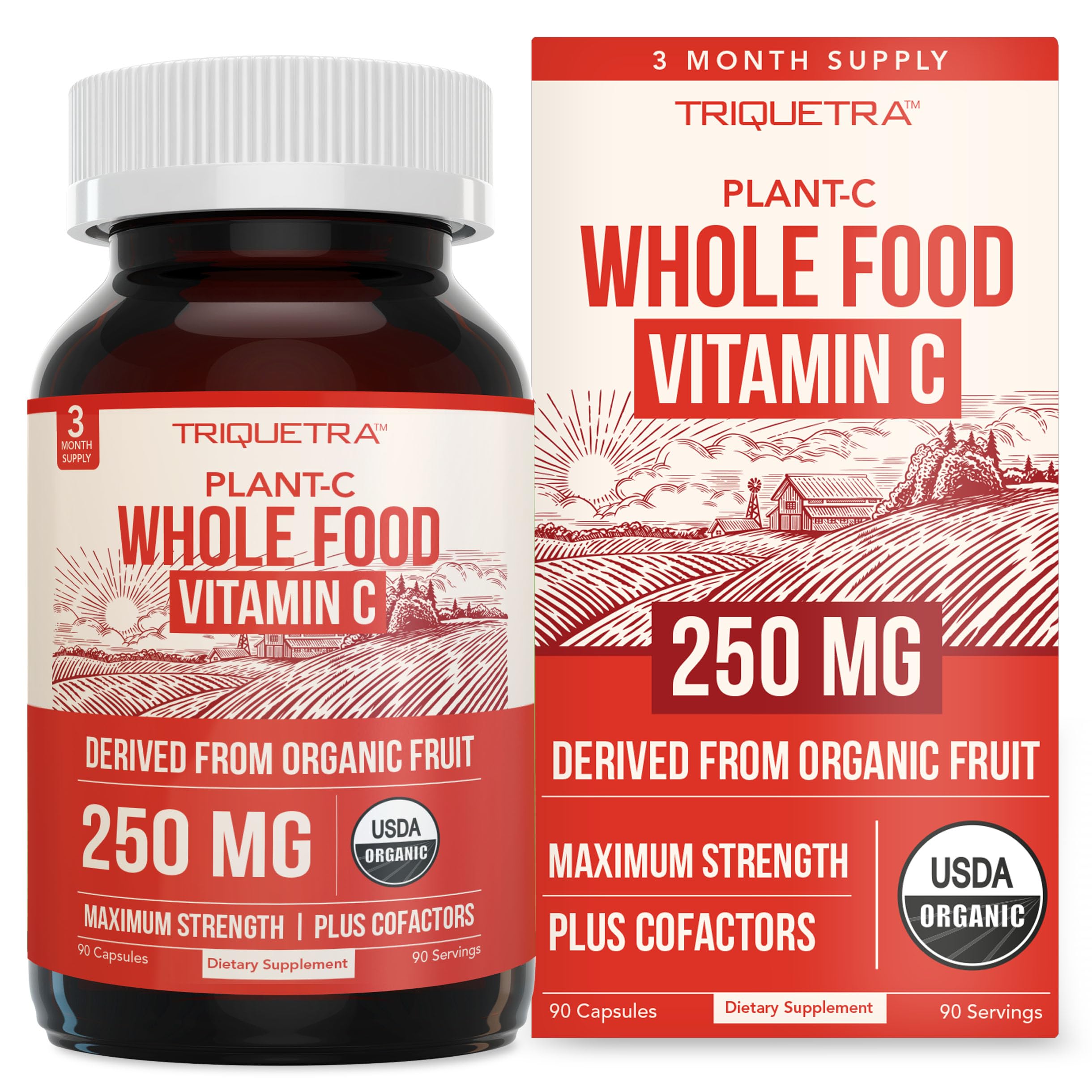 Organic Vitamin C | Whole Food Vitamin C from Fruit Plus Absorption Enhancing Cofactors - Vegan, Enhanced Bioavailability - Immune Support, Antioxidant, Total Health (90 Servings)