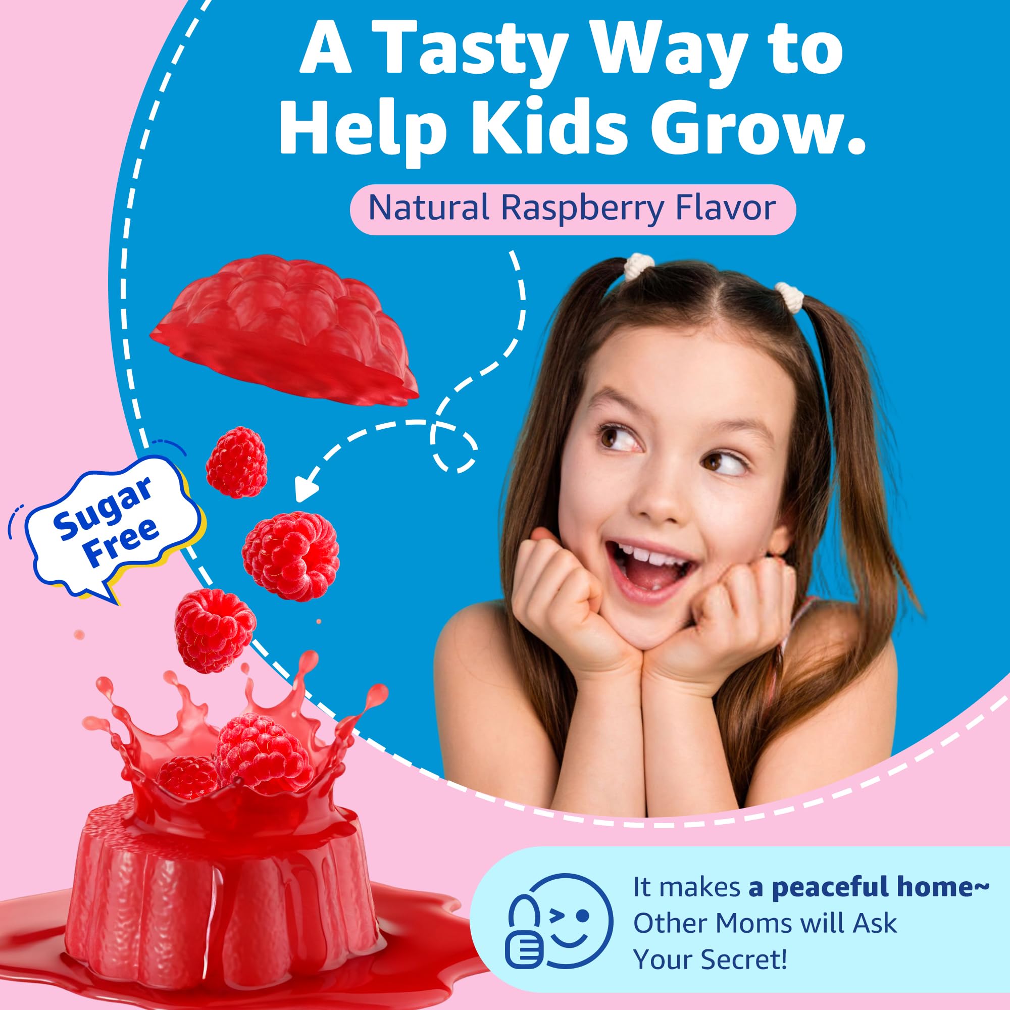 Saffron +Magnesium Glycinate +Omega-3 - Calm Focus Gummies for Kids 4+, Saffron Extract Supplement with L-Theanine, Holy Basil, Rosemary, B6, D3 for Happy Mood, Cognition, ZZz, Sugar Free, 2 Pack