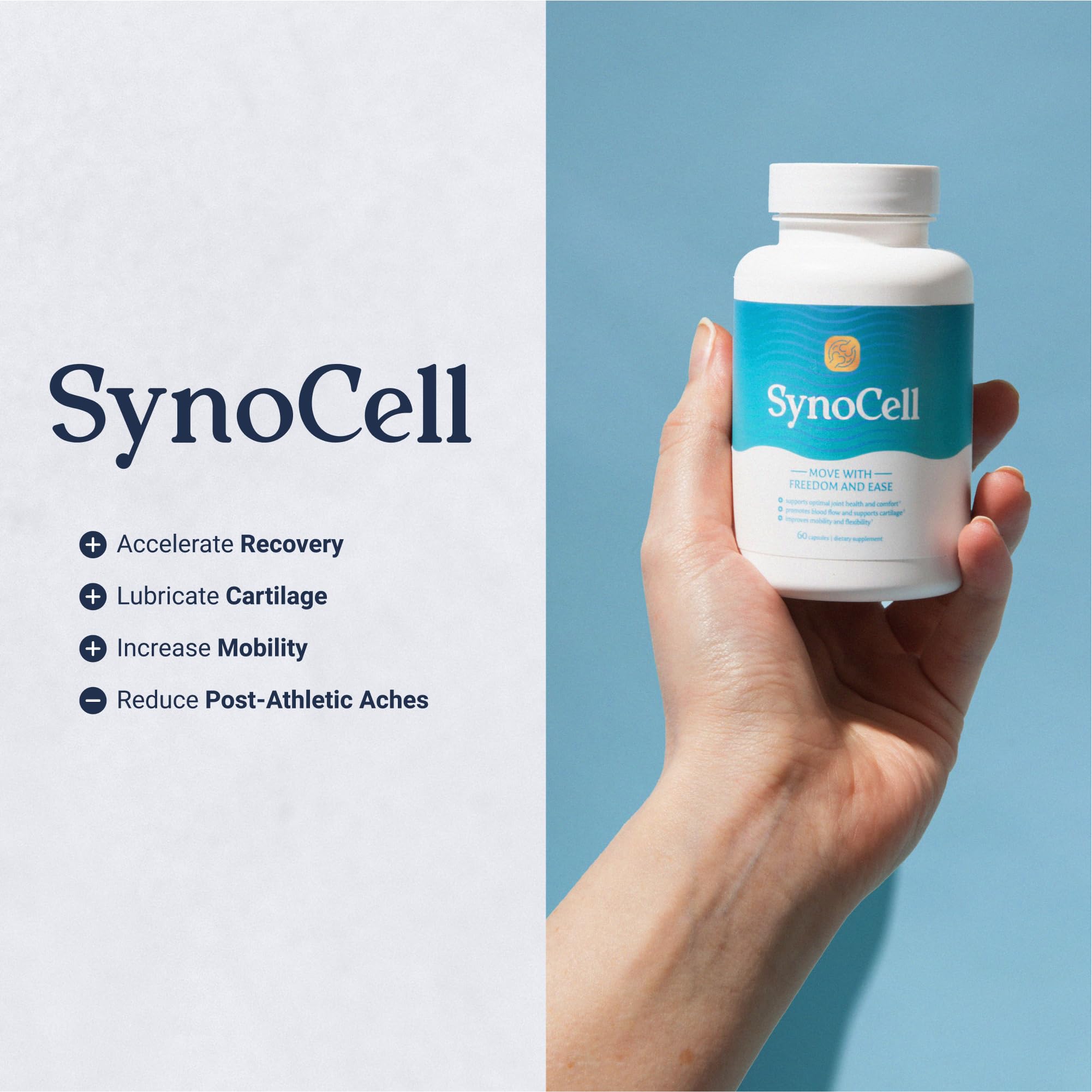 Synocell Glucosamine Chondroitin Complex Back, Neck, and Joint Support Supplement with Boswellia, Quercetin, & MSM - Renew Your Joints from The Inside Out - Move with Freedom and Ease
