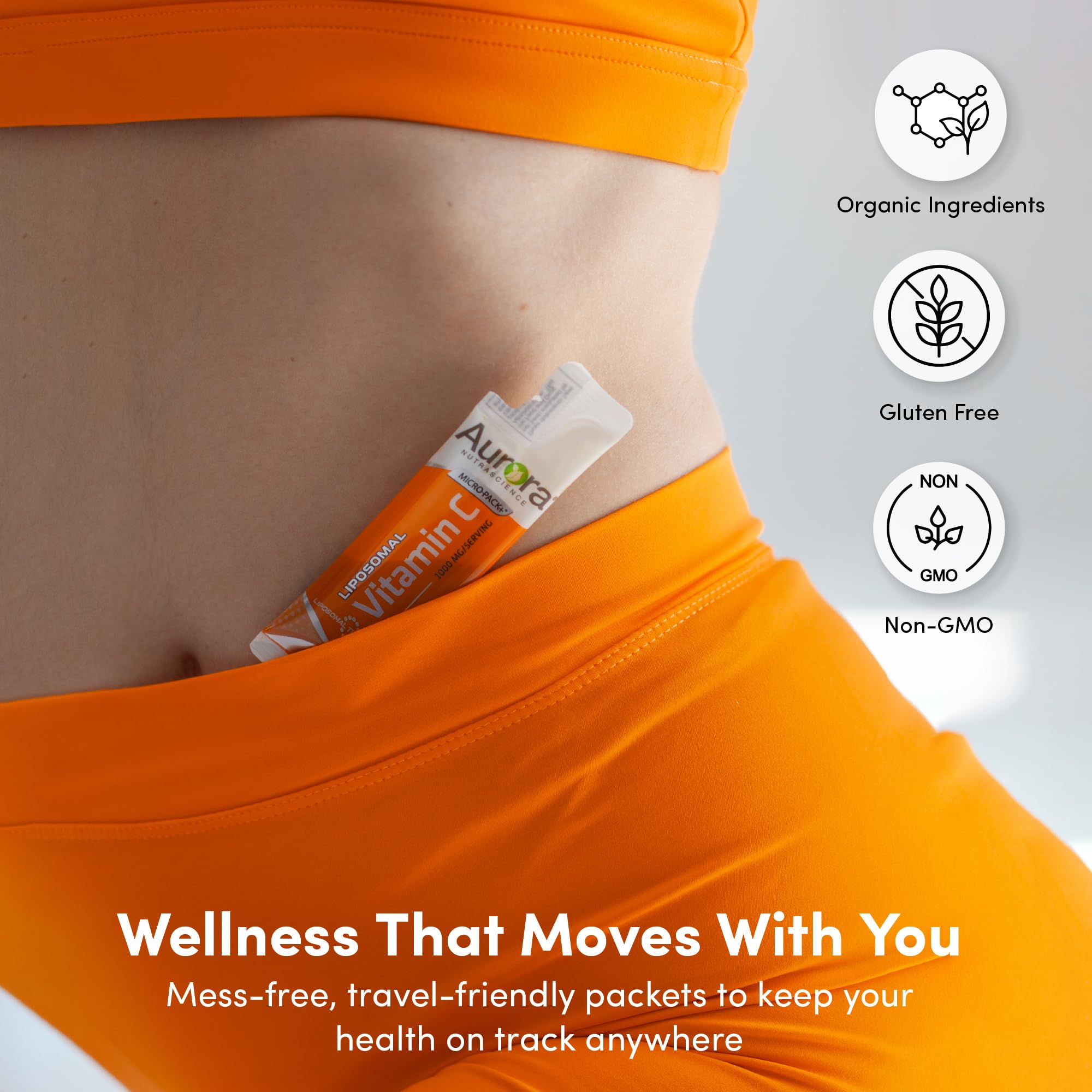 Aurora Nutrascience Liposomal Vitamin C 1,000mg High Absorption – Immune Support Supplement for Active Lifestyles, Oral Liquid Antioxidant, Gluten-Free, Non-GMO, 30 Single Serve Travel Packets