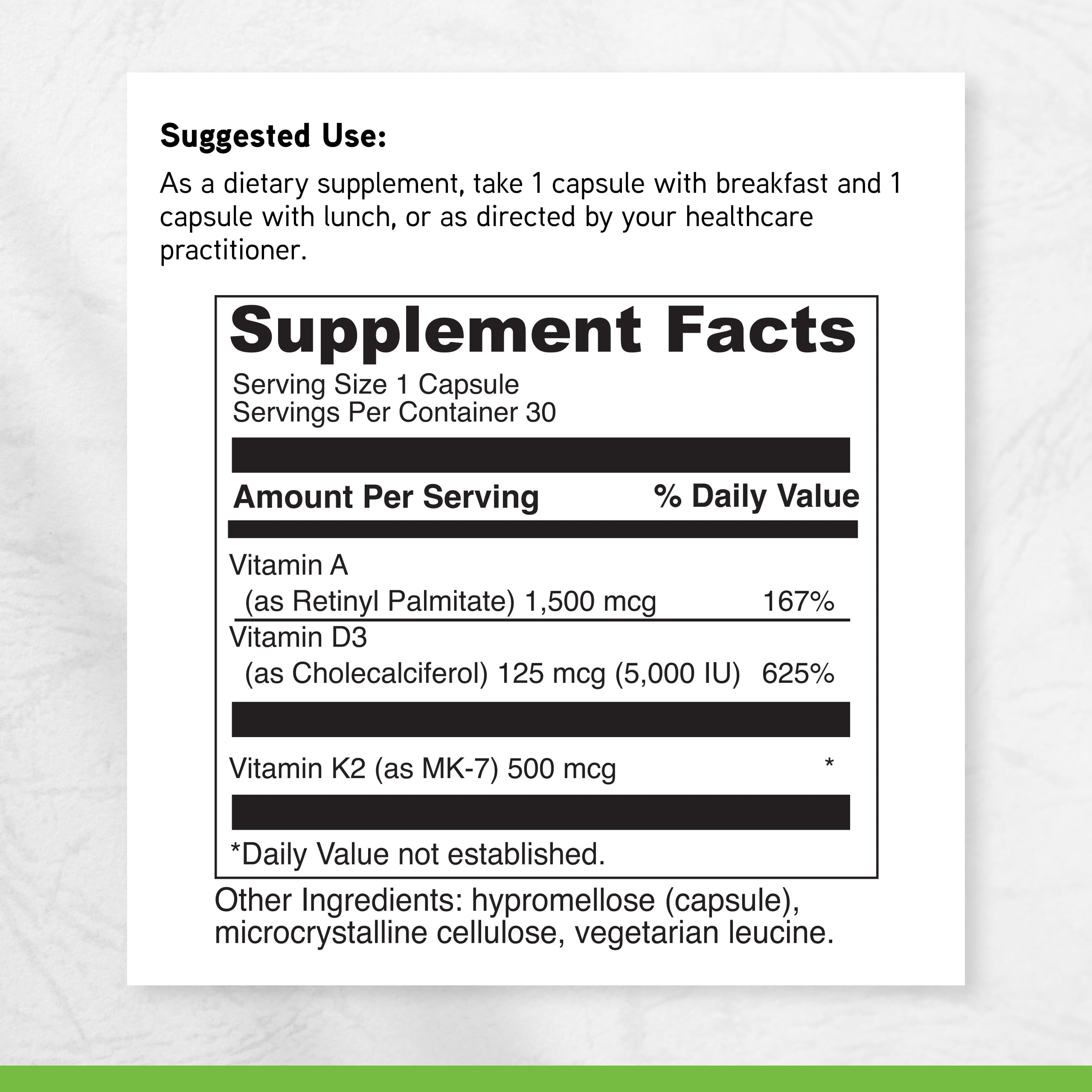 DAVINCI Labs ADK - Helps Support Bone, Heart & Immune Health - Dietary Supplement with Vitamins A, D3 & K2 (as MK-7) - Vegetarian, Gluten Free & Soy Free - 30 Capsules