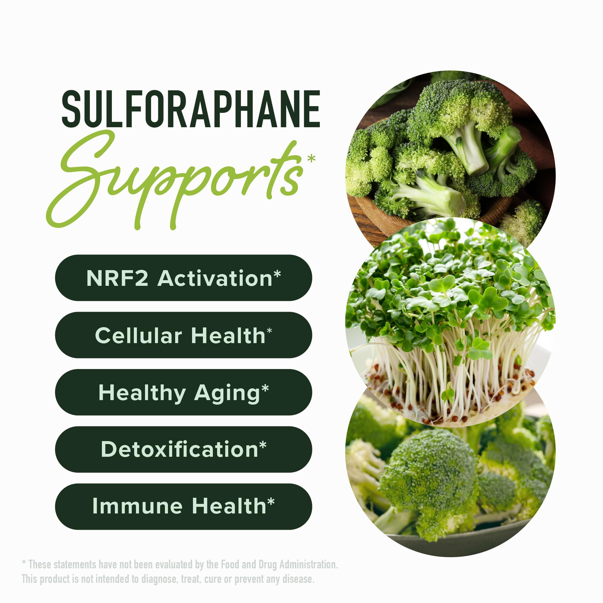 50MG Sulforaphane Supplement from Broccoli Sprouts | NRF2 Activation, Cellular Health & Immune Support | Glucoraphanin, Myrosinase & Antioxidants | Third-Party Tested | 60 Broccoli Seed Microbeadlets