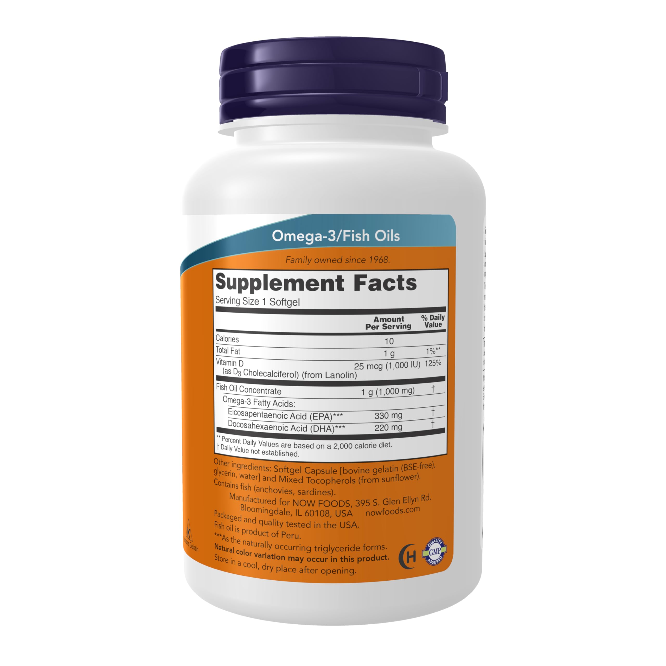 NOW Foods Supplements, Tri-3D Omega™, Triglyceride Form of Omega-3 Fish Oil + Vitamin D-3, Molecularly Distilled, 90 Softgels