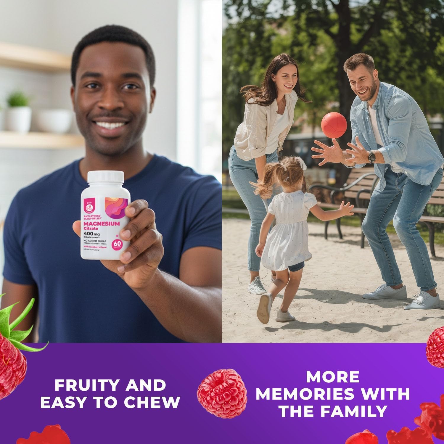 Magnesium Gummies Sugar-Free - Calm Magnesium Supplement for Children, Supports restful Sleep, Sugar-Free Magnesium Citrate Gummies for Kids & Adults (120 Count)