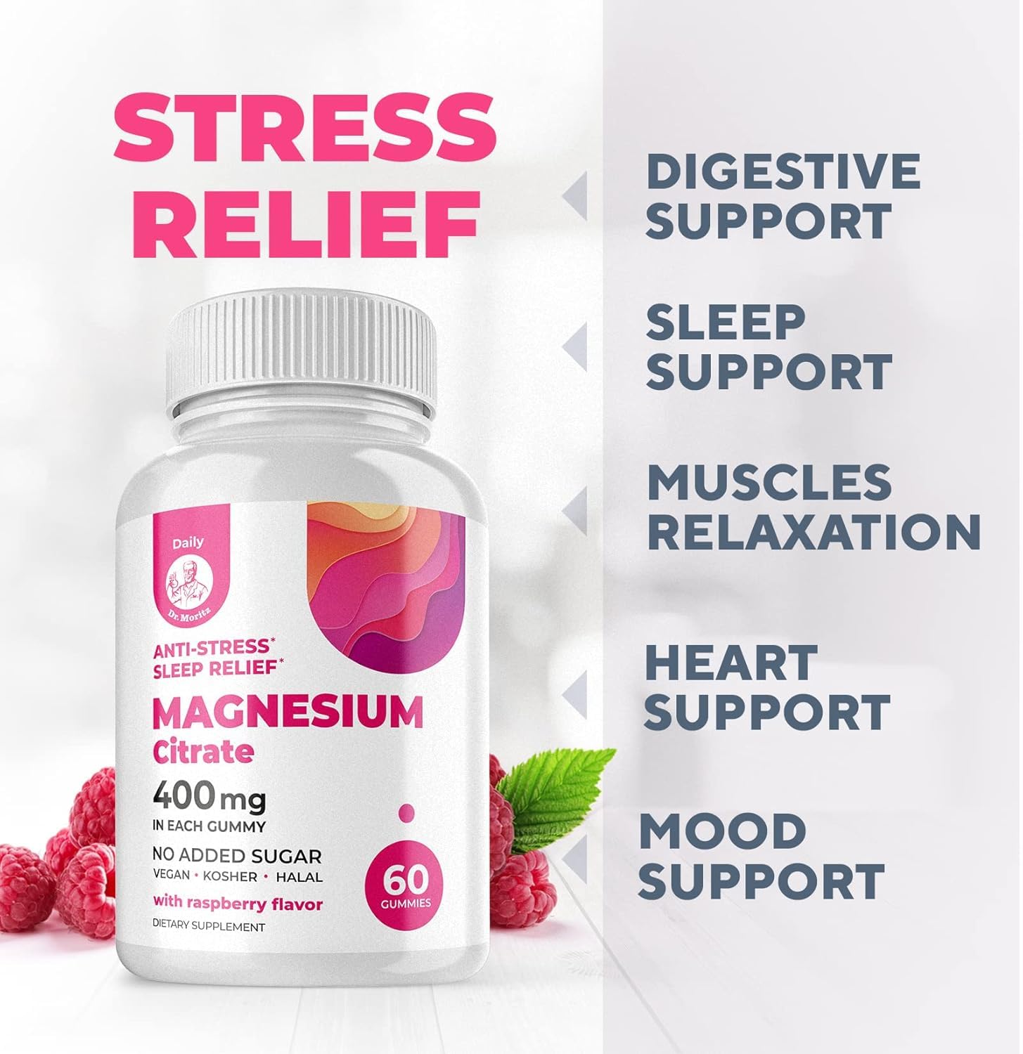 Magnesium Gummies Sugar-Free - Calm Magnesium Supplement for Children, Supports restful Sleep, Sugar-Free Magnesium Citrate Gummies for Kids & Adults (120 Count)