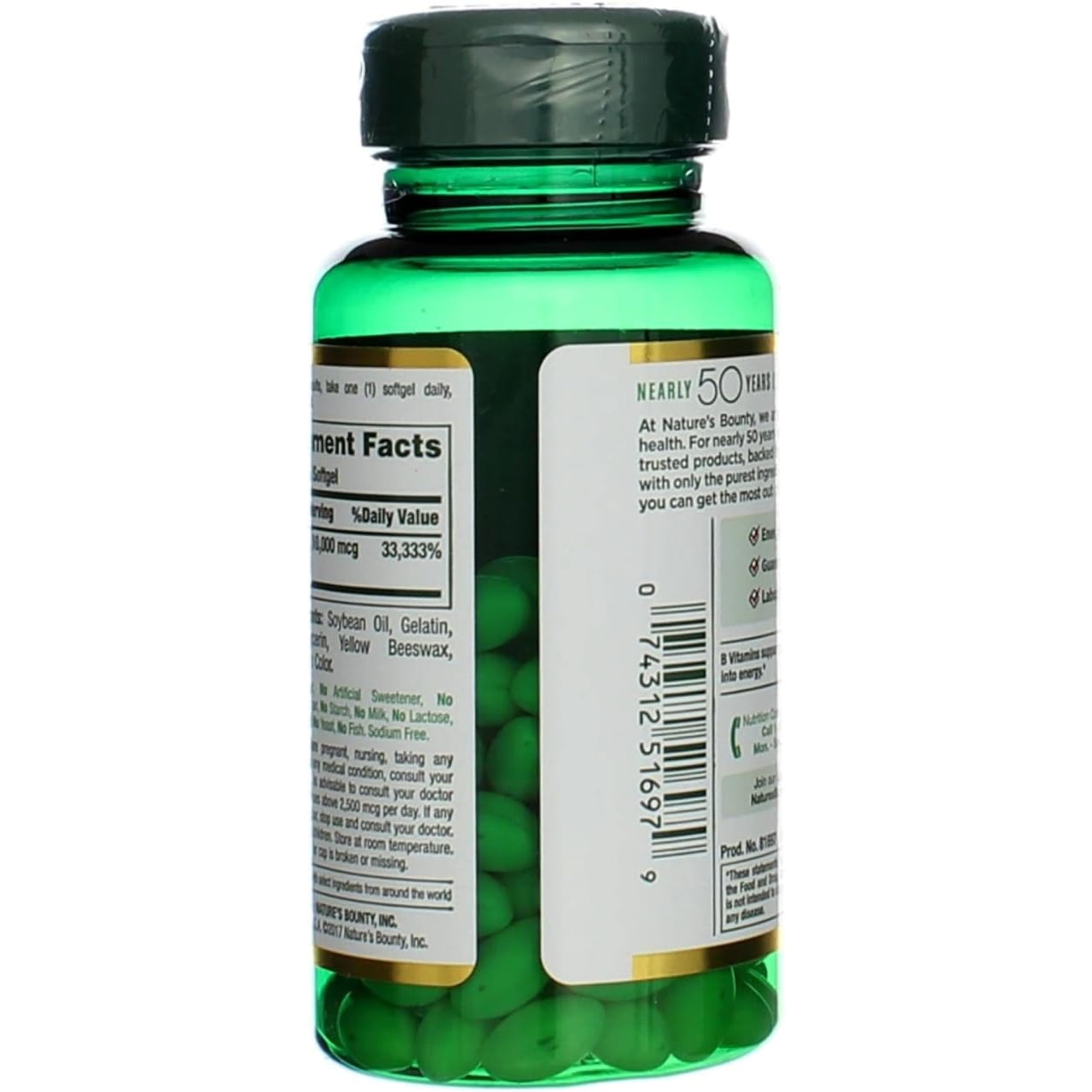 Nature's Bounty Biotin 10000 mcg Ultra Strength, Rapid Release Liquid Softgels 120 ea (Pack of 2)