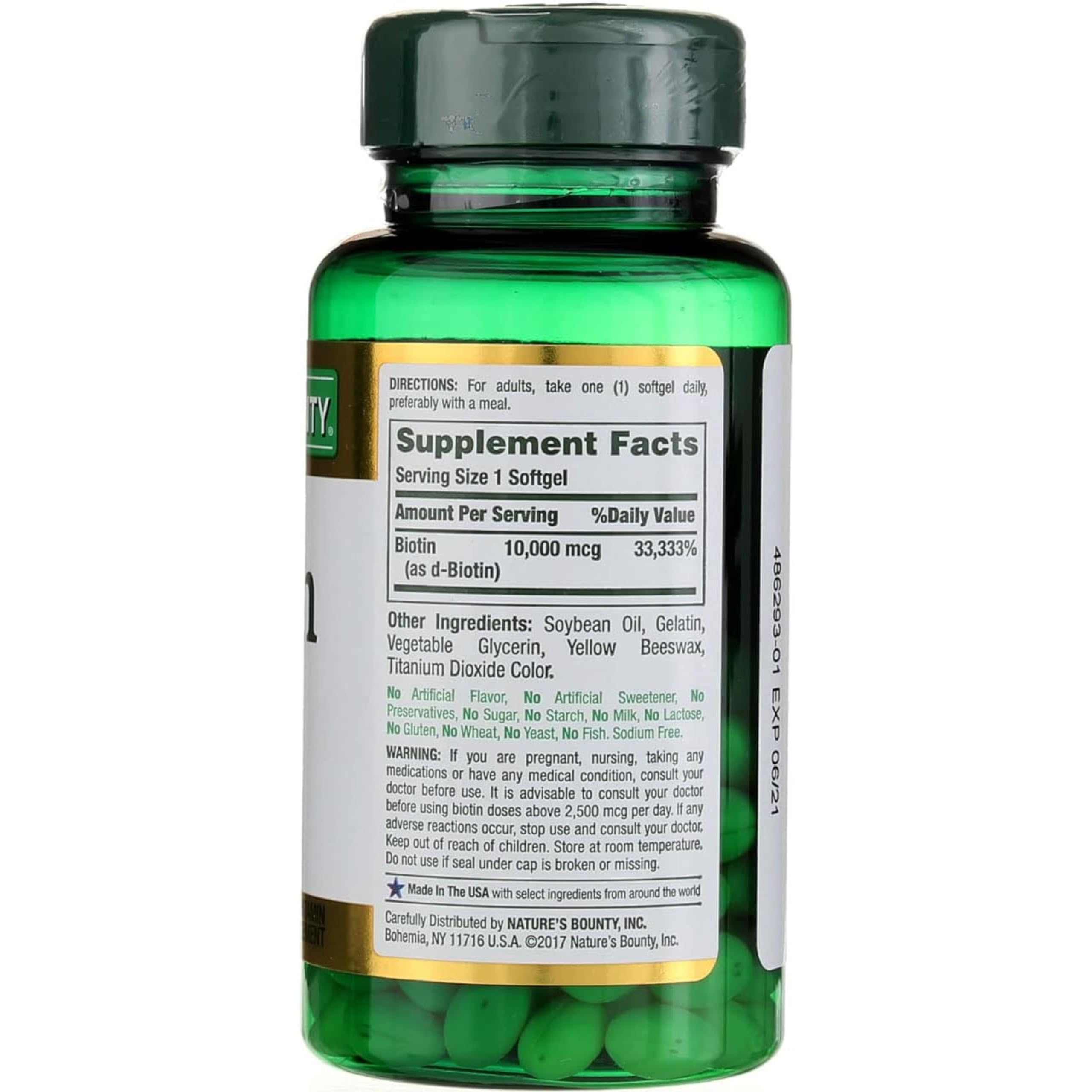 Nature's Bounty Biotin 10000 mcg Ultra Strength, Rapid Release Liquid Softgels 120 ea (Pack of 2)