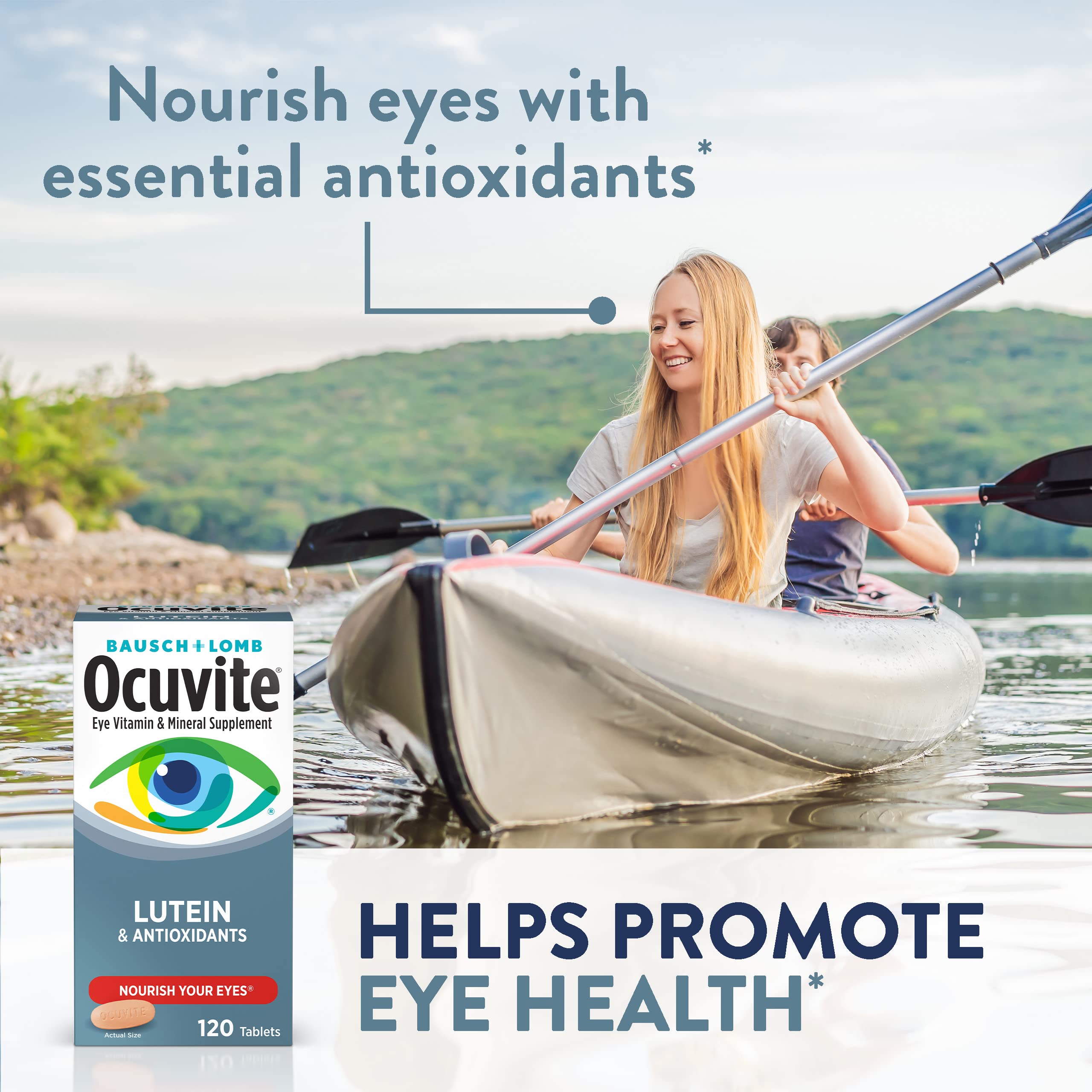 Ocuvite Eye Vitamin & Mineral Supplement, Lutein & Antioxidant Vitamins A, C, E, Zinc for Eye Health, Vitamins for Eyes, 120 Tablets (Pack of 2)