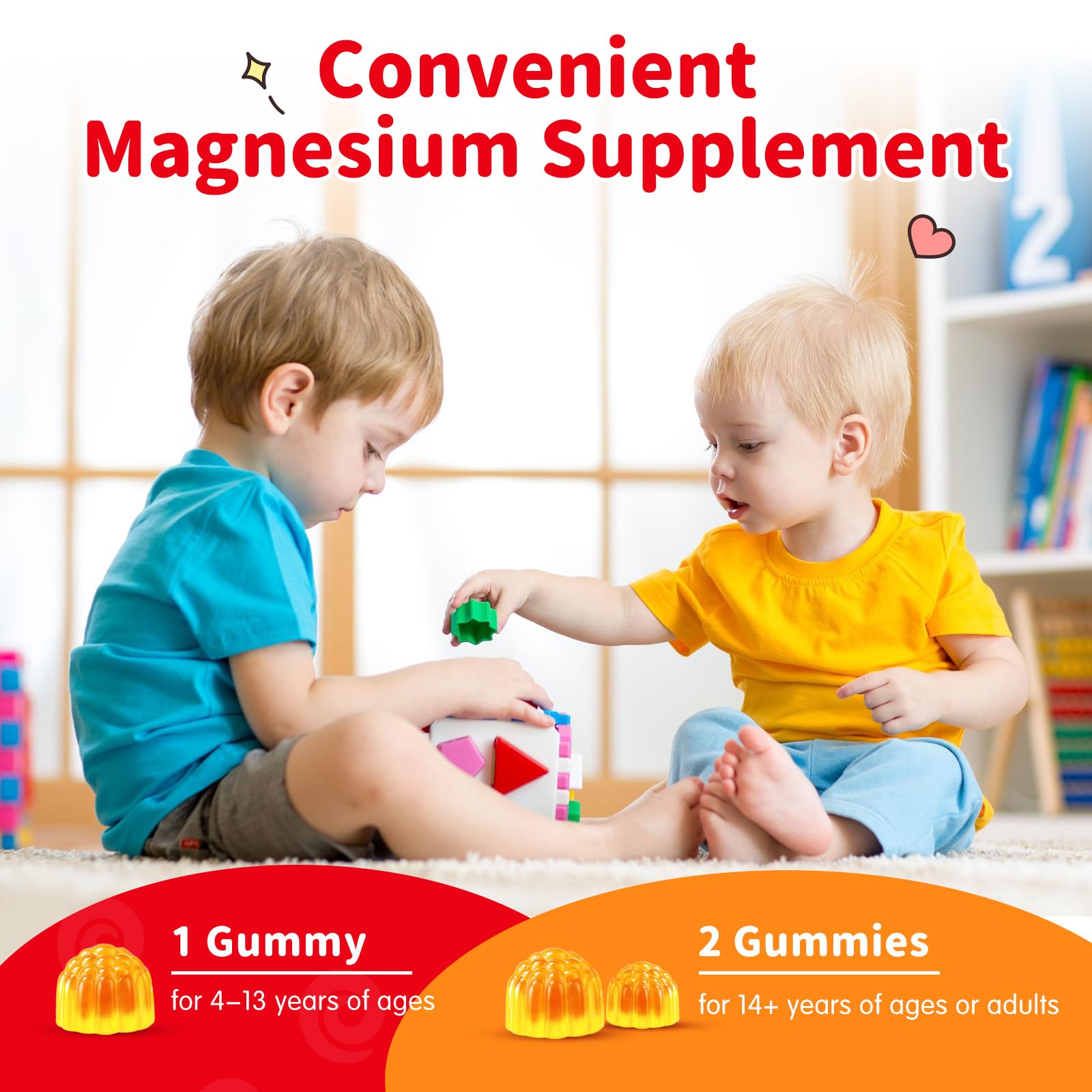 Magnesium Gummies for Kids - Magnesium Glycinate Gummies with L-Theanine, Vitamin B6, D3 for Kids & Adults Sleep, Calm, Relaxation, Stress, Brain, Bones, Muscle Relief, Sugar Free Peach & Mango 60ct