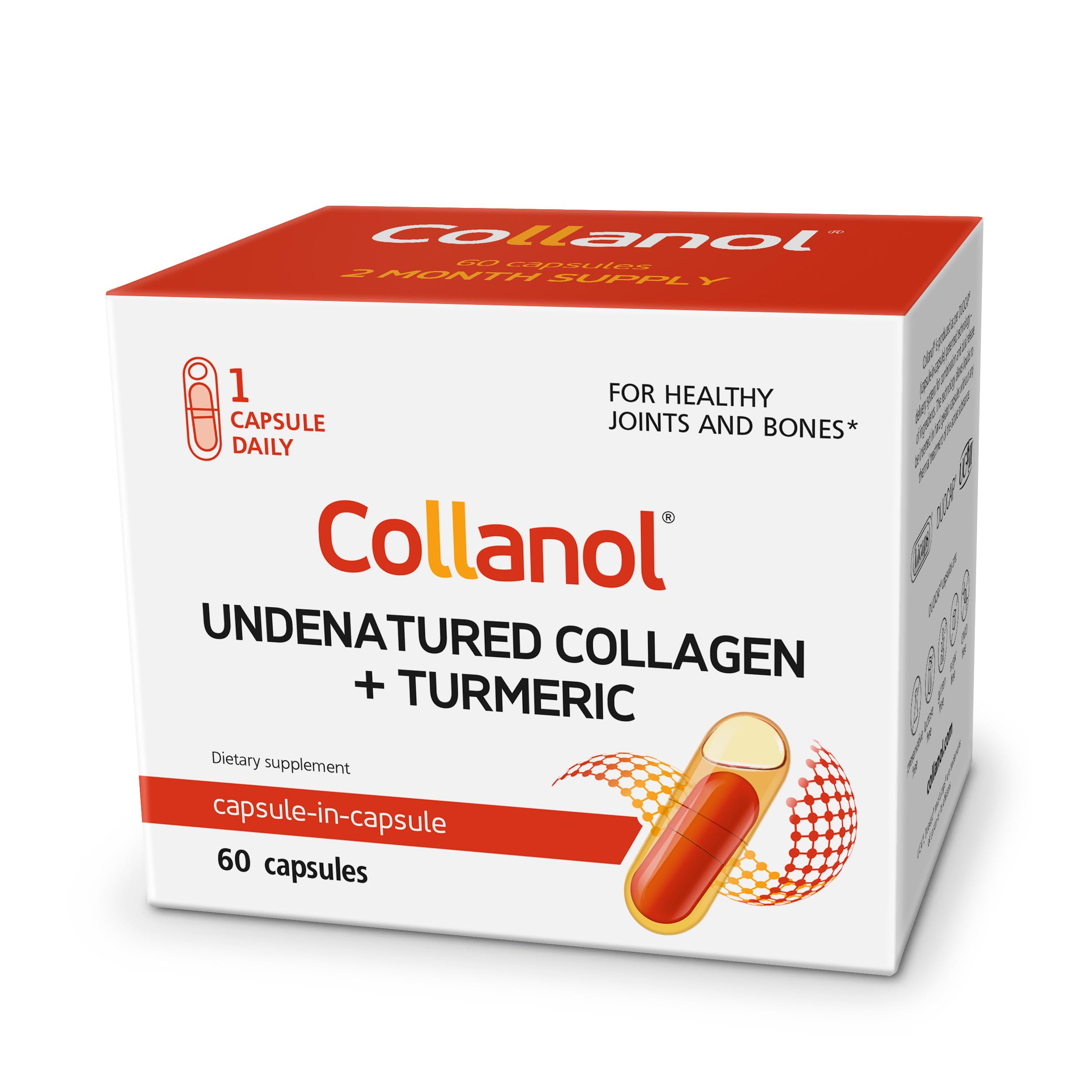 Innovation in The Care of Healthy Joints – Liquid Formula in a Double Capsule. 3D Collagen + Micelle Extract of Turmeric Roots 1 Capsule/Day. Laboratory Tested