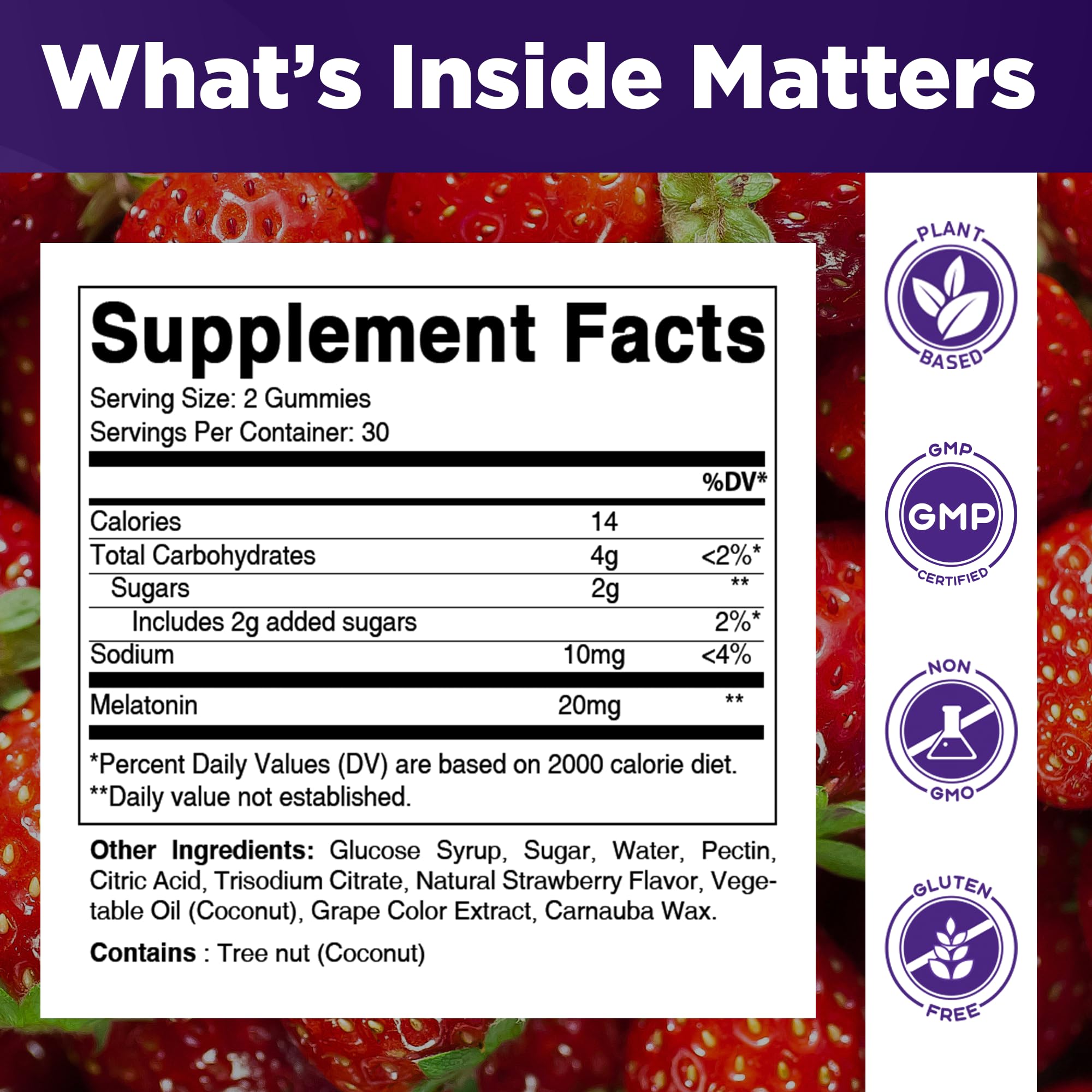 Vitamatic Melatonin 20mg Gummies for Adults, 30 Servings - 60 Count - Non-Habit Forming Supplement (Pack of 2)