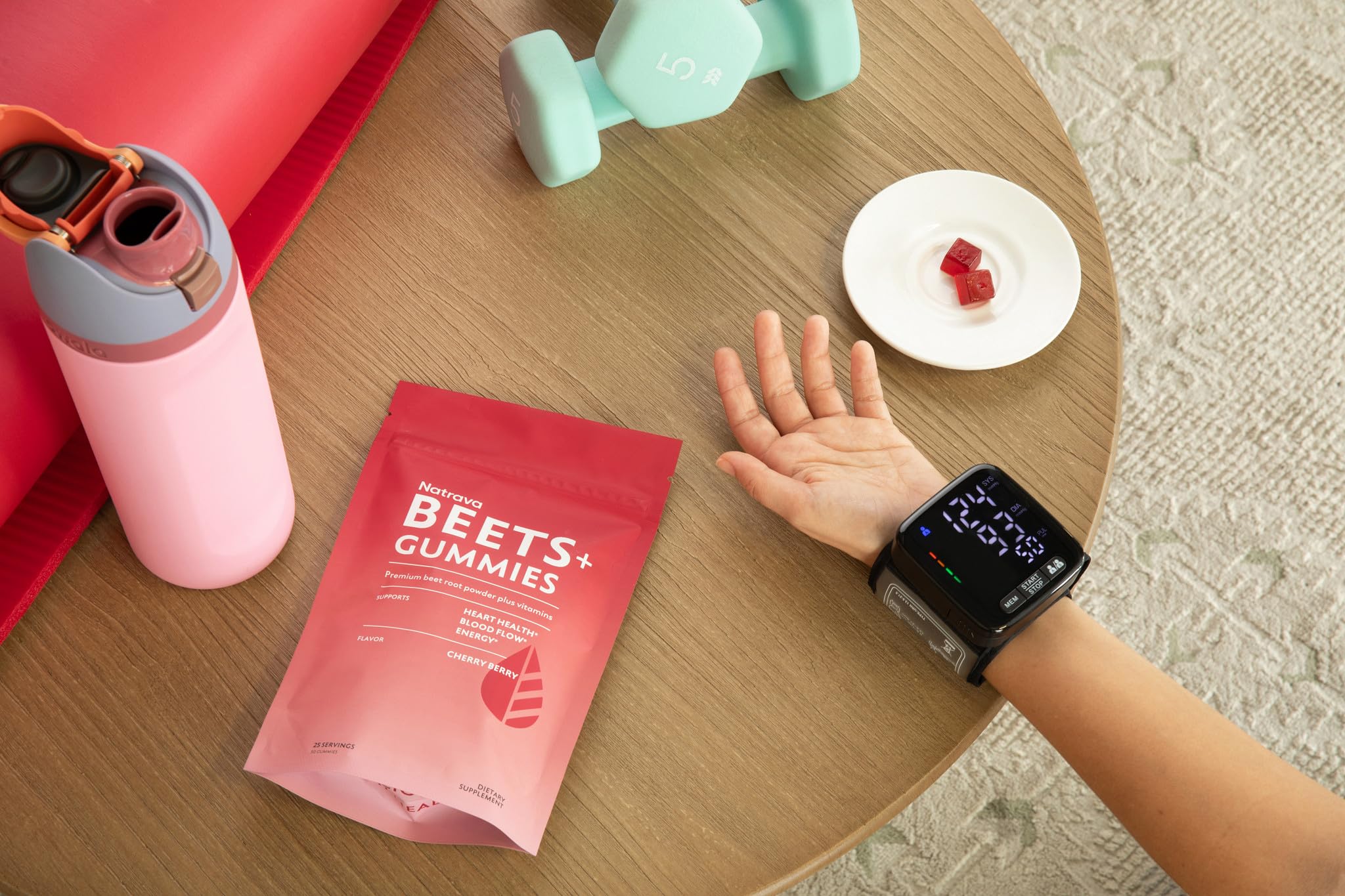 Natrava Beets+ Gummies - Premium Beet Root Powder, Grape Seed Extract and Vitamin C - Supports Healthy Blood Pressure and Heart Health - Low Sugar Nitric Oxide and Circulation Supplement - 50 Gummies