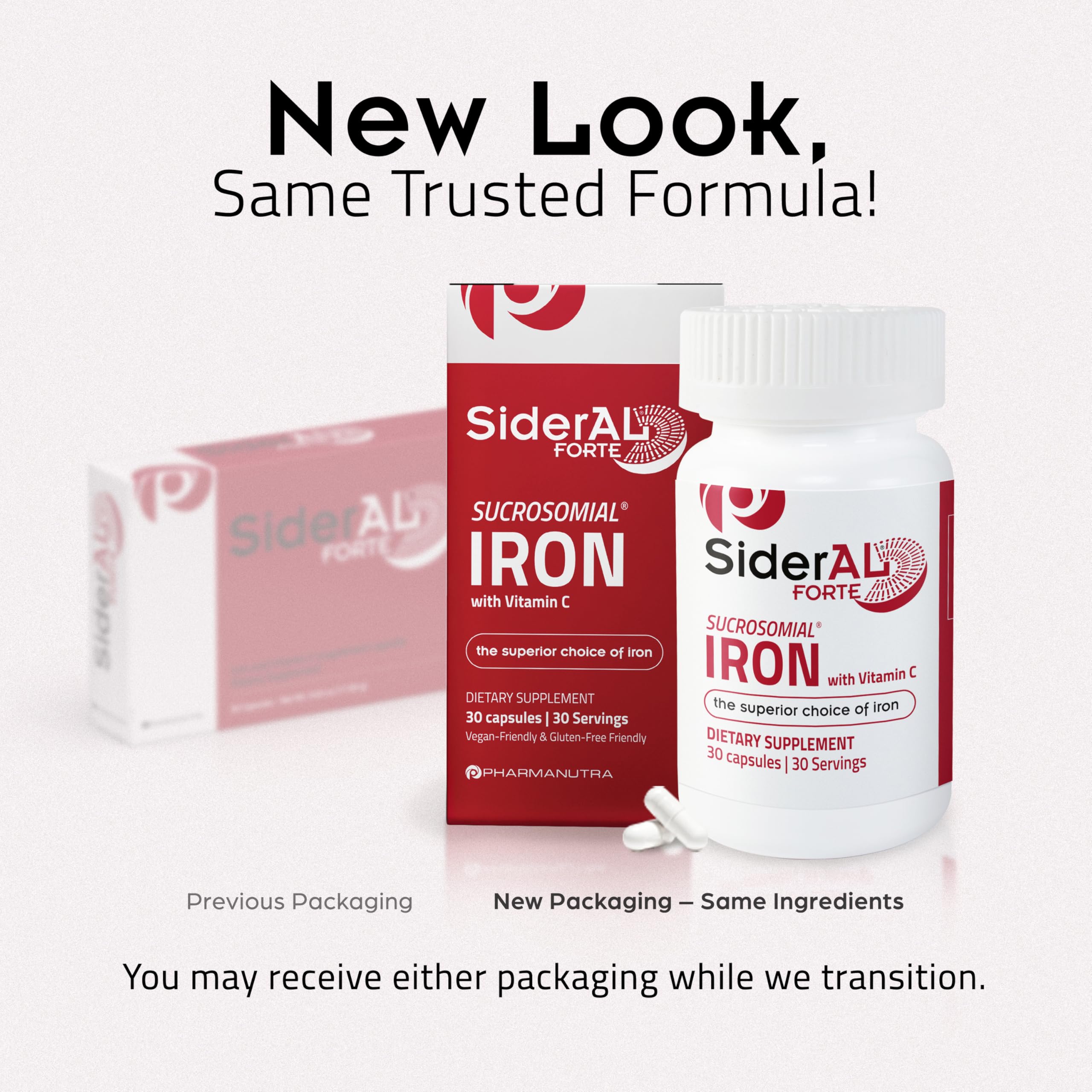 SiderAL Forte Iron Supplement Clinically Proven to Increase Levels Without Side Effects | Sucrosomial High Absorption Gentle Iron Pills for Women and Men | Vitamin C | Anemia & Energy Support | 30 ct