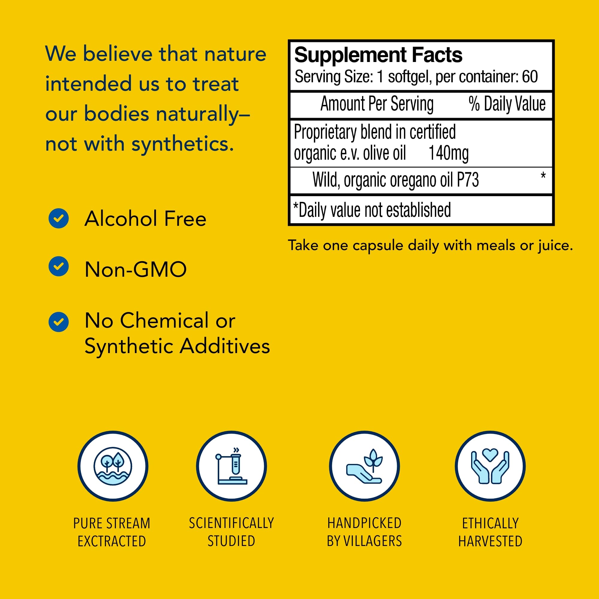 NORTH AMERICAN HERB & SPICE Oreganol P73, 60 Gelcaps - Immune System Support - Unprocessed, Vegan Friendly Wild Oregano - Mediterranean Source - Non-GMO - 60 Servings