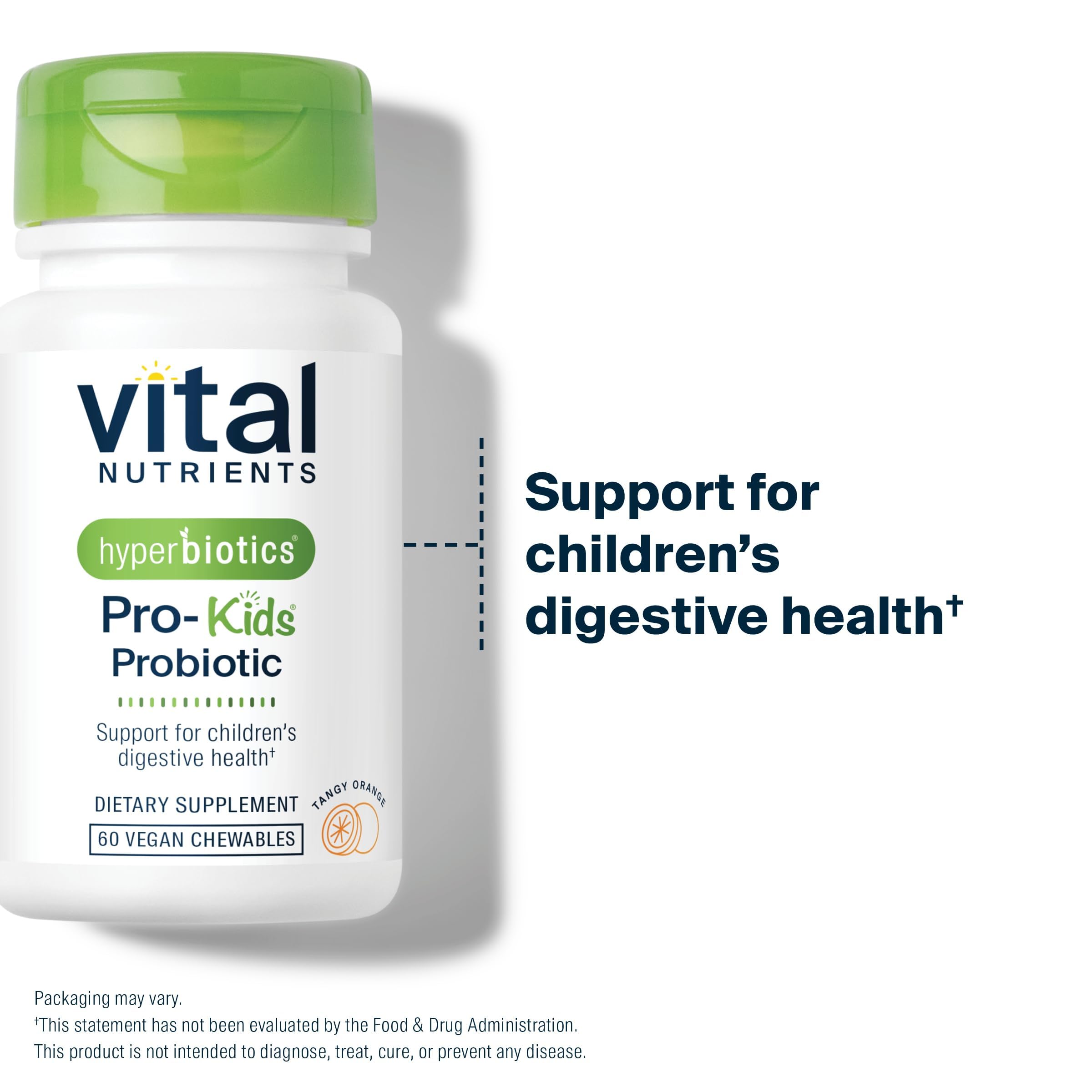Hyperbiotics Vital Nutrients Pro Kids Probiotic | Allergen-Free Toddler Probiotics for Kids | Targeted Immune, Gut, and Digestive Health | Sugar-Free Orange Flavor | 60 Chewable Tablets
