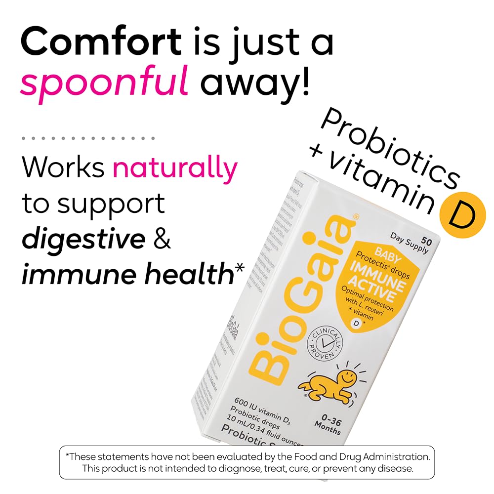 BioGaia Immune Active Baby Probiotic Drops + Vitamin D | for Babies & Toddlers 0-36 Months | Supports Digestive & Immune Health | Allergen, Dairy, Soy & Gluten Free | 50 Day Supply