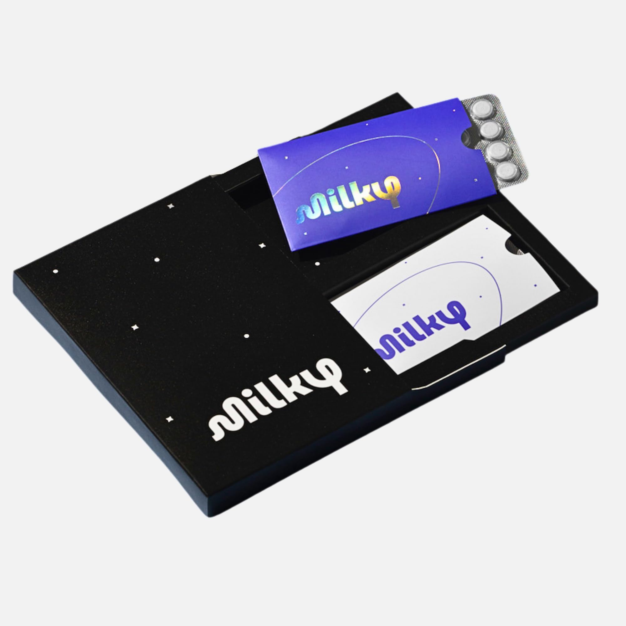 Milky Lactose Intolerance Pills - 10,800 FCC - Dairy Relief for Lactose Intolerance - Lactase Enzyme Tablets - Portable Credit Card Sleeves - Bloating & Gas Relief (48 Count Astral Violet)