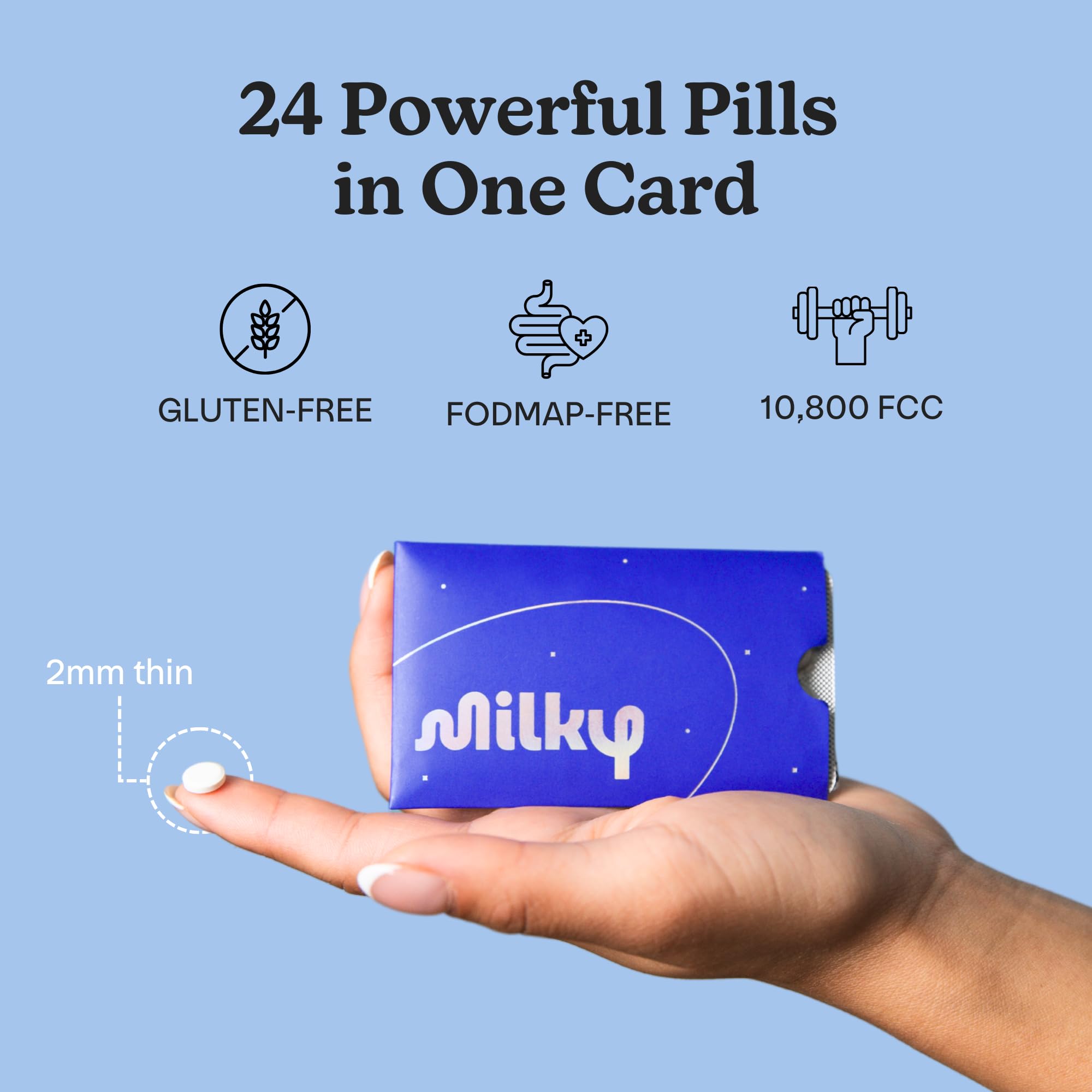 Milky Lactose Intolerance Pills - 10,800 FCC - Dairy Relief for Lactose Intolerance - Lactase Enzyme Tablets - Portable Credit Card Sleeves - Bloating & Gas Relief (48 Count Astral Violet)