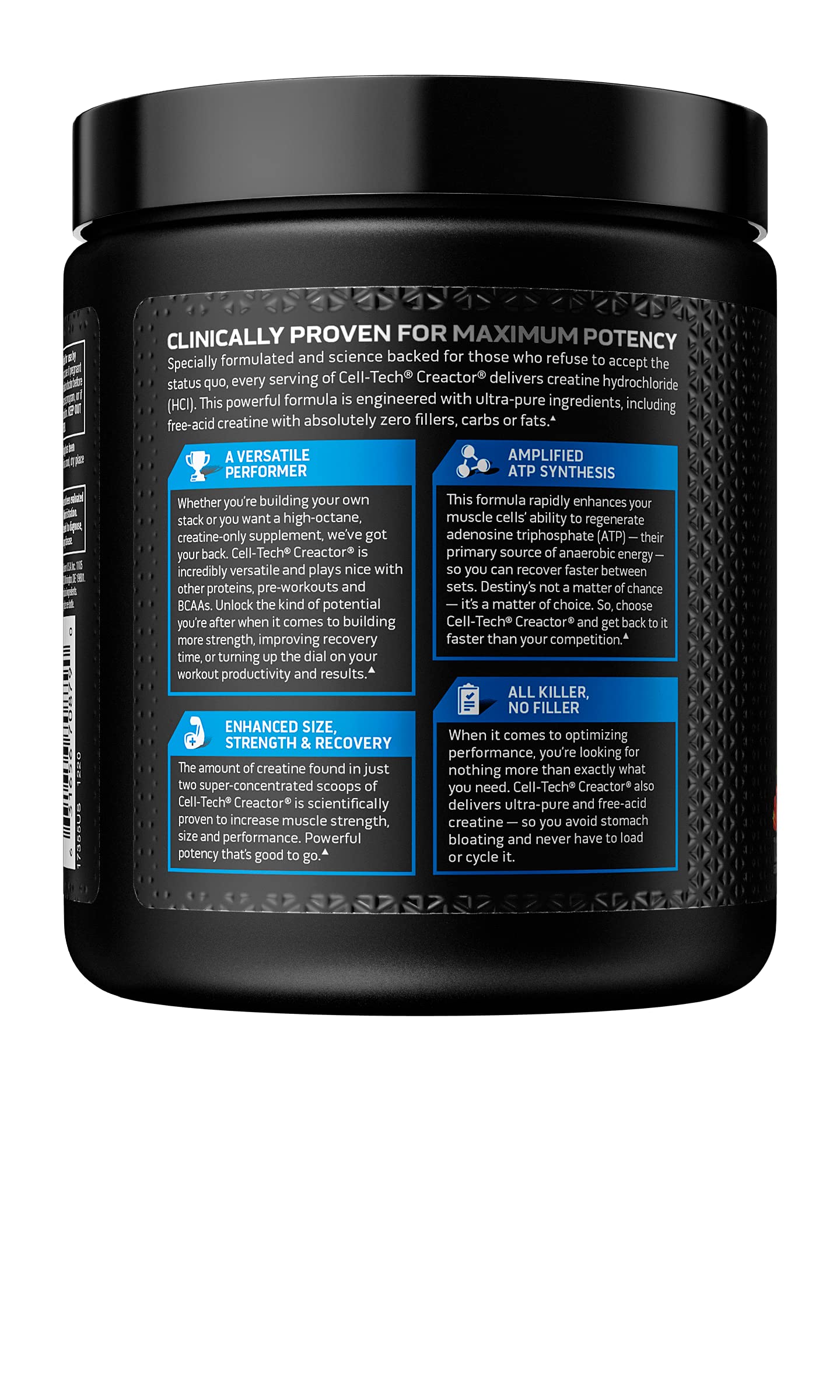 MuscleTech Cell-Tech Creactor - Creatine HCl Formula - Muscle Builder for Men & Women - Creatine HCl + Free-Acid Creatine Supplements - Fruit Punch Extreme, 120 Servings