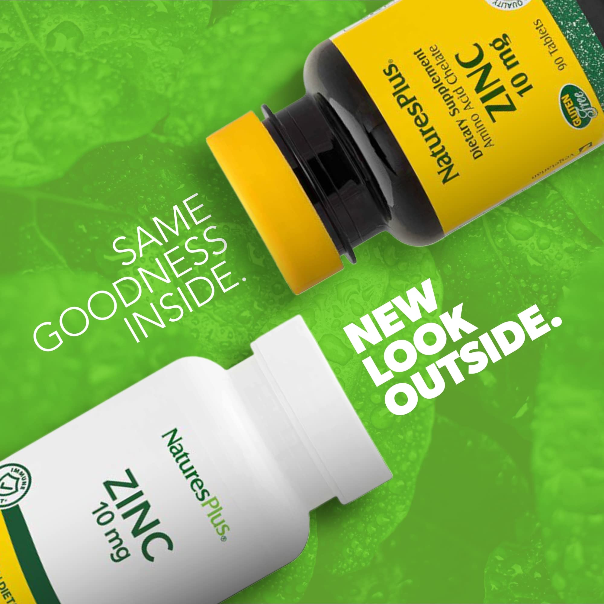 NaturesPlus Zinc 10 mg - 90 Tablets, Pack of 2 - Supports Immune Health & Overall Well-Being - High-Potency Amino Acid Chelate Form - Gluten Free, Vegetarian - 180 Total Servings