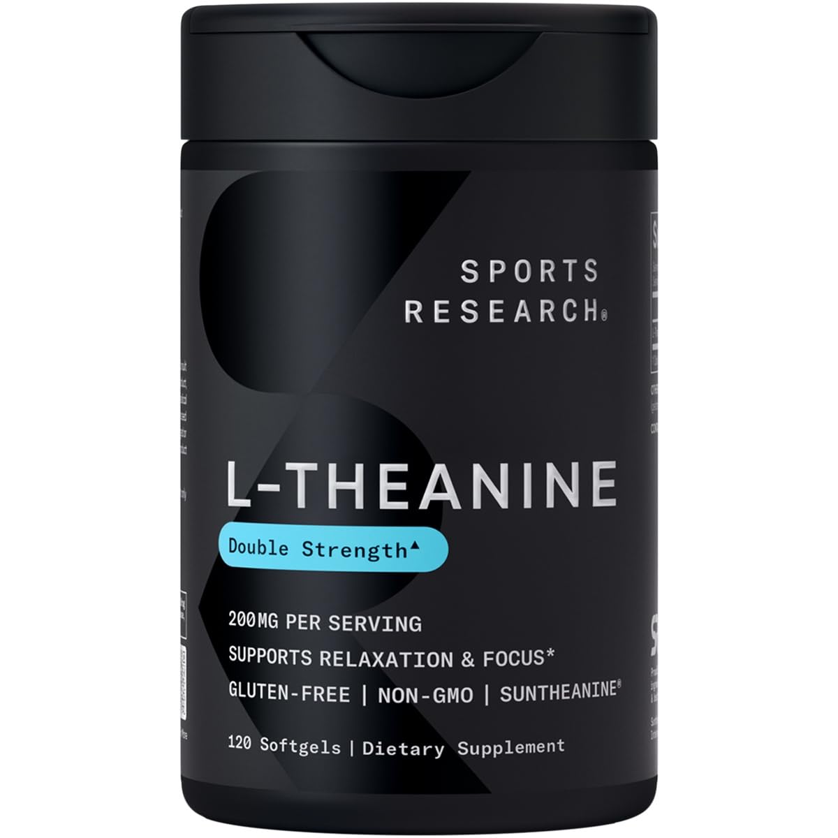 Sports Research L-Theanine 200mg with Organic Coconut Oil | Suntheanine Supplement for Focus, Relaxation & Alertness | Double Strength, Non-GMO & Gluten Free