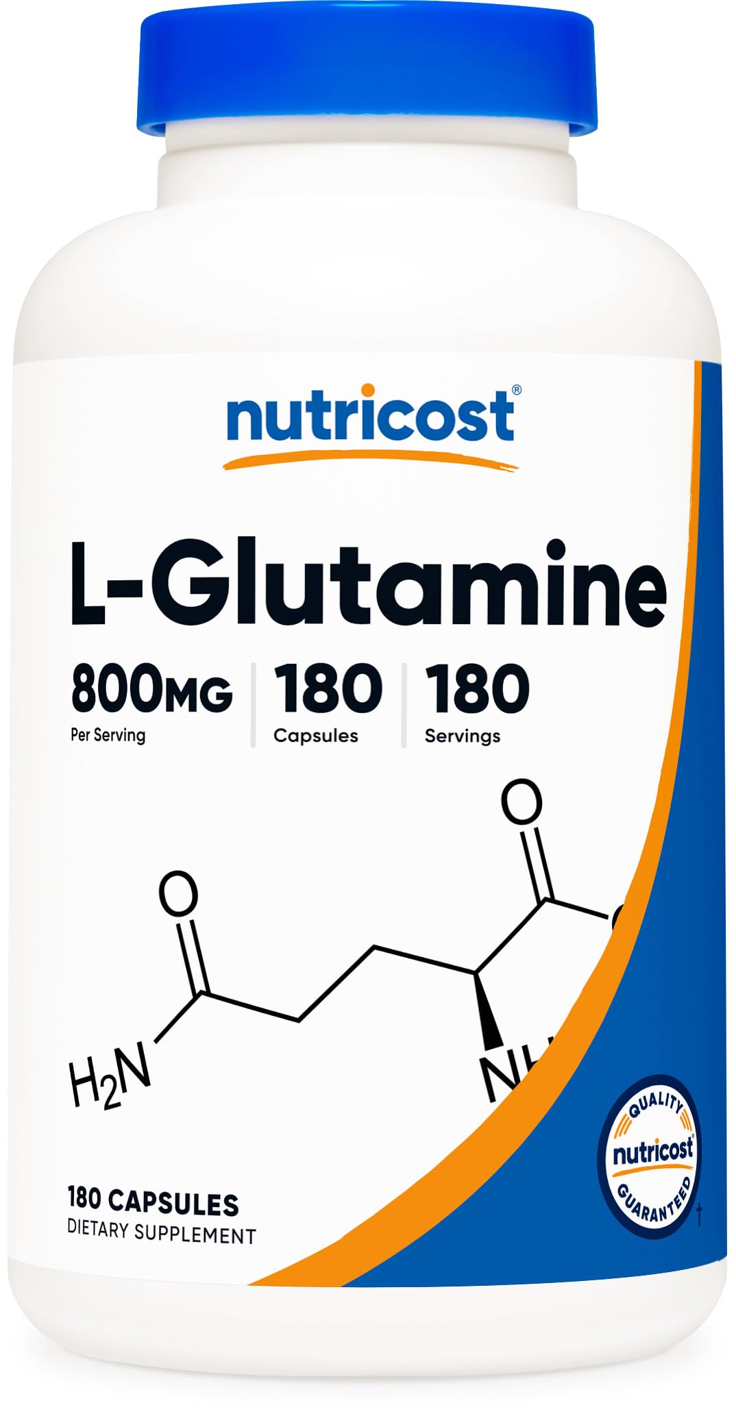 Nutricost L-Glutamine 800mg, 180 Capsules - Gluten Free, Non-GMO