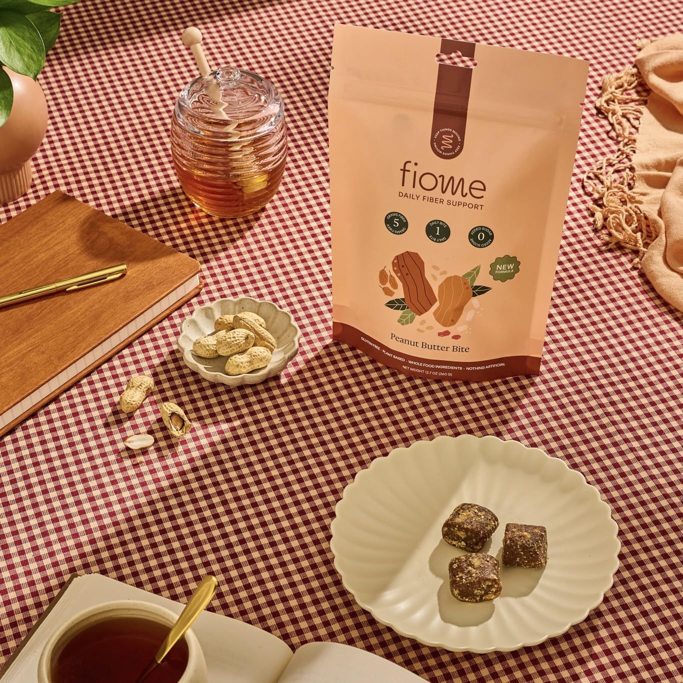 Fiome Fiber Bites - 5g Daily Fiber Supplement - Supports Regularity, Digestion and Gut Health - All Natural Ingredients, Peanut Butter Flavor, 30 Servings