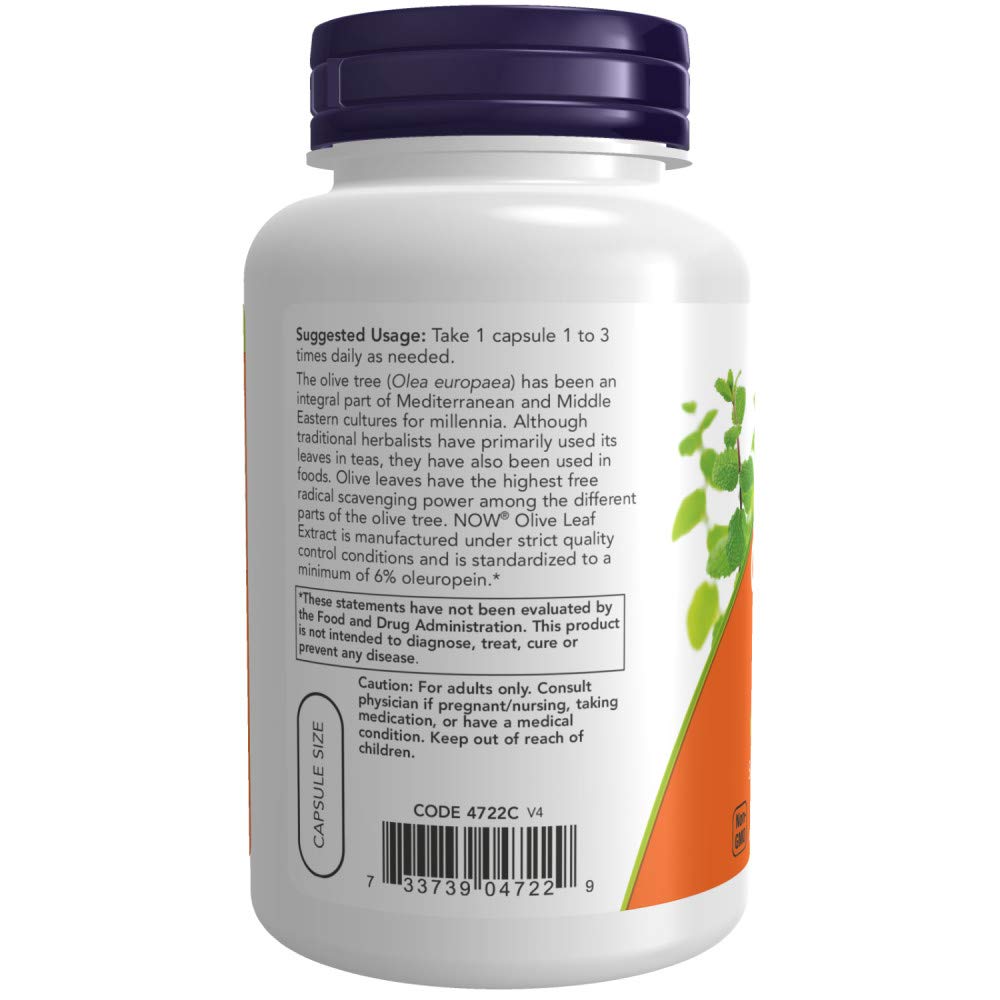 Now Foods Olive Leaf Extract 500mg Standardized to 6% Oleuropein, 120 Vcaps (2 Pack)