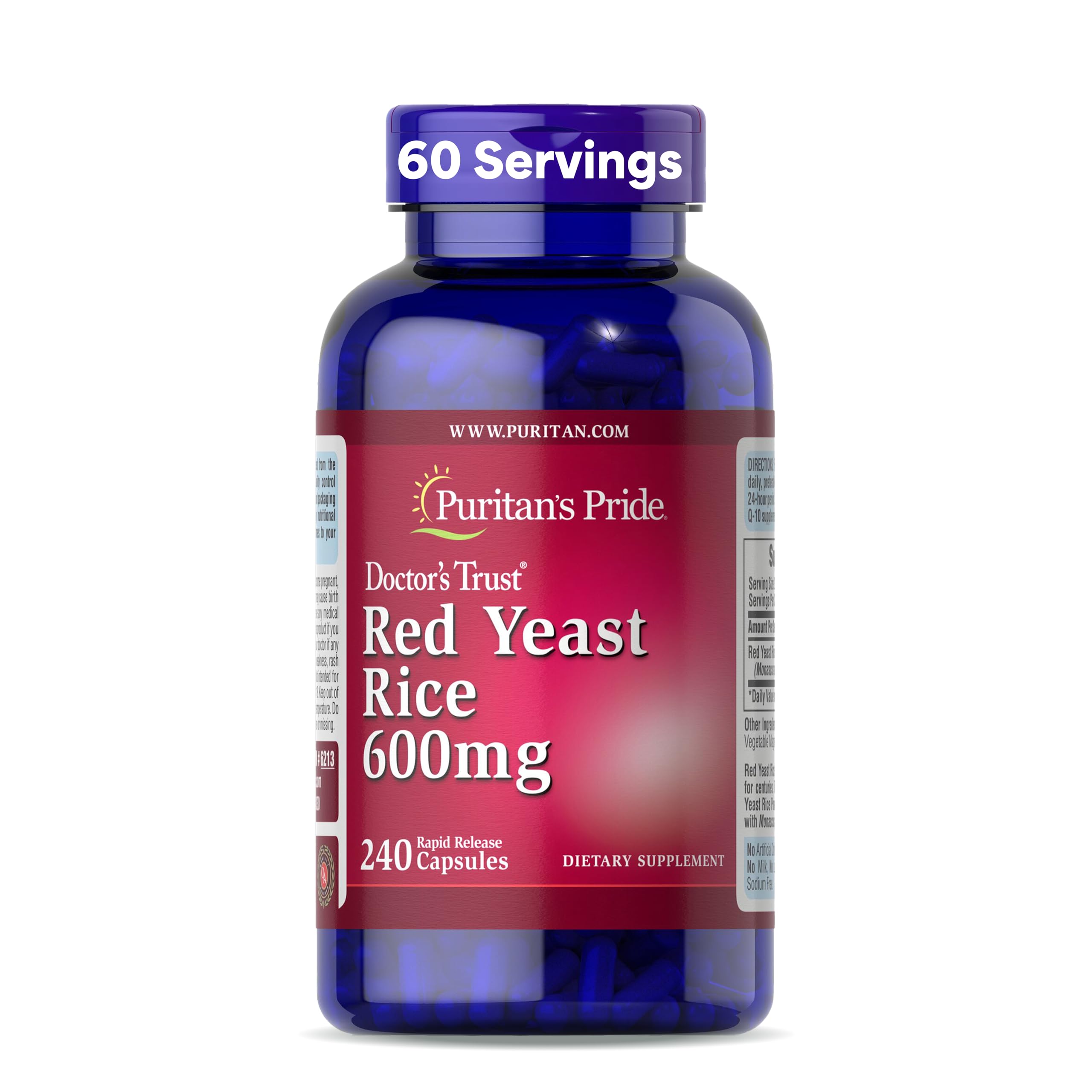 Puritan's Pride Doctors Trust® Red Yeast Rice 600mg, Dietary Supplement, 240 Rapid Release Capsules