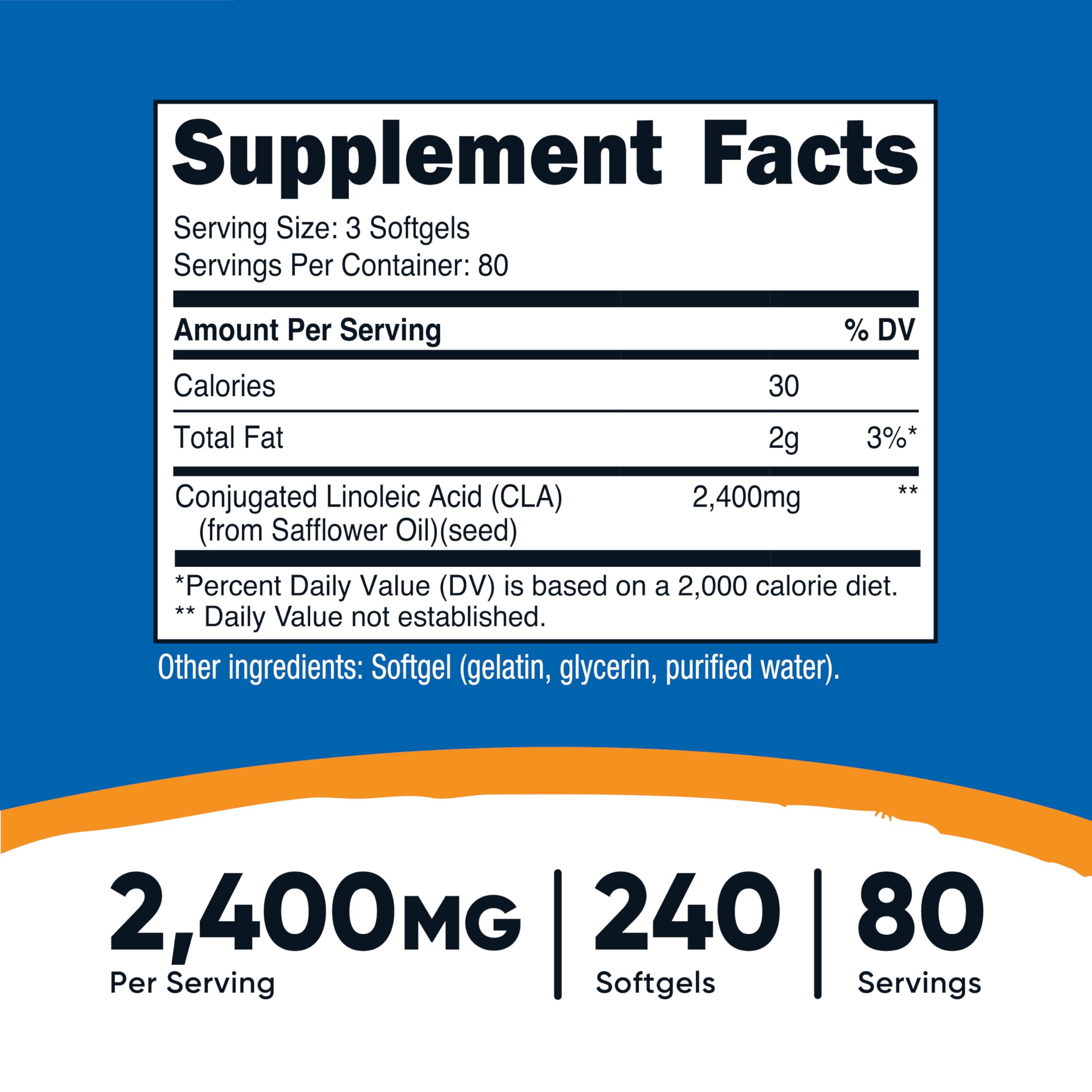 Nutricost CLA (Conjugated Linoleic Acid) 800mg, 240 Softgels