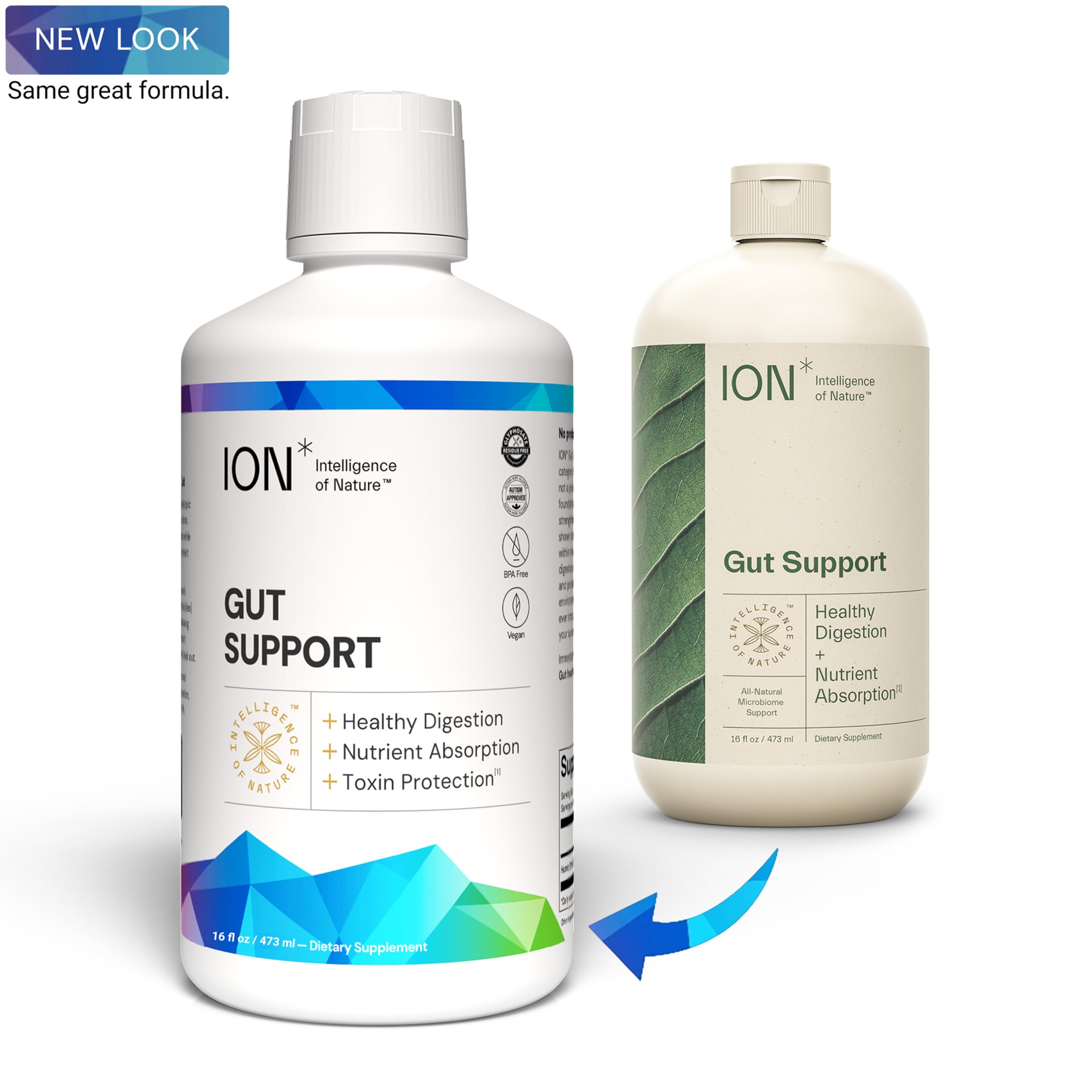 ION* Intelligence of Nature Gut Support Liquid Supplement - Gut & Digestive Health Liquid Drops, Cleanse & Detox with Humic Extract for Women & Men, Adults & Kids 4+ - 16 fl oz (Pack of 1)