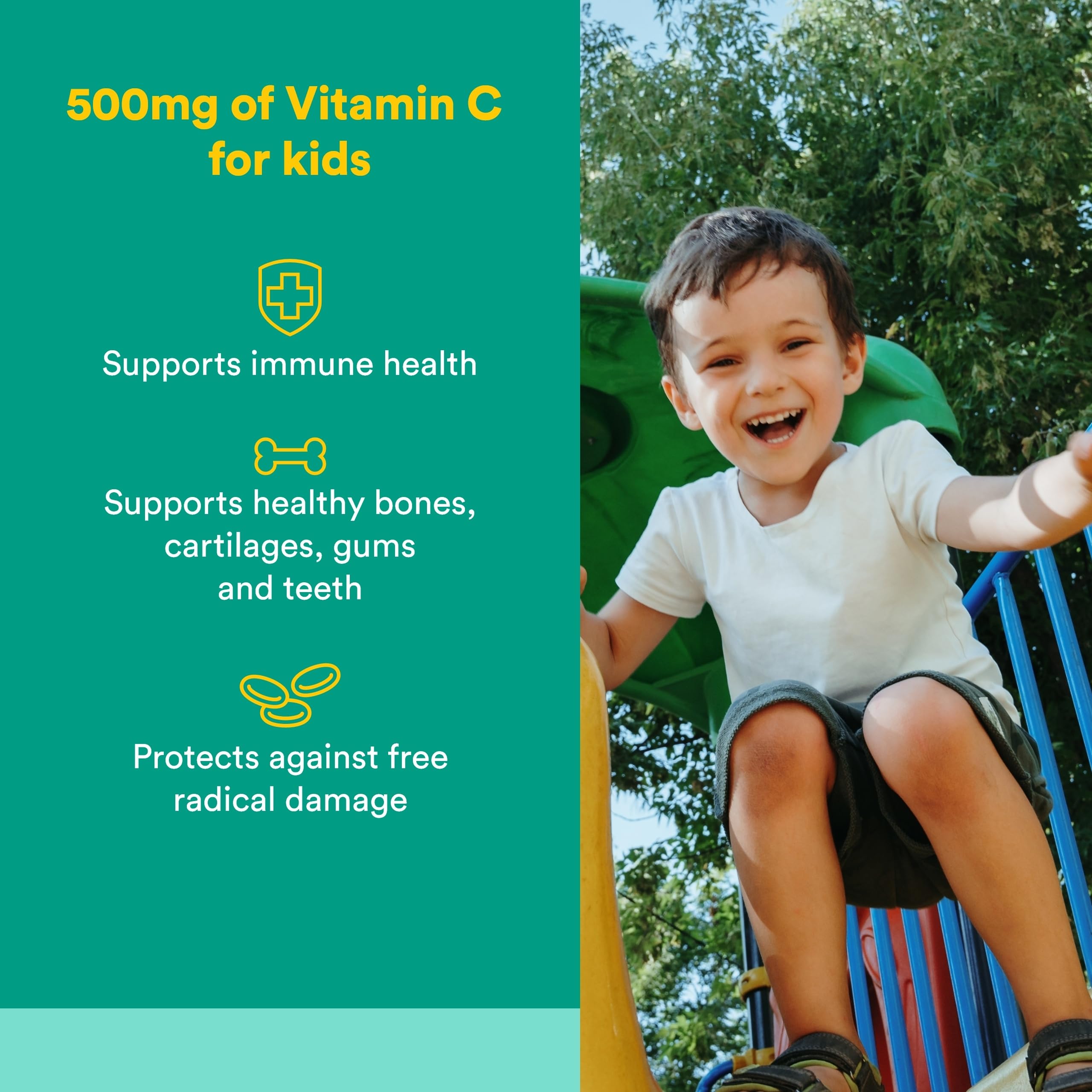 Natural Factors, Kids Chewable Vitamin C 500 mg, Supports Immune Health, Bones, Teeth and Gums, Tropical, 180 Count (Pack of 1)