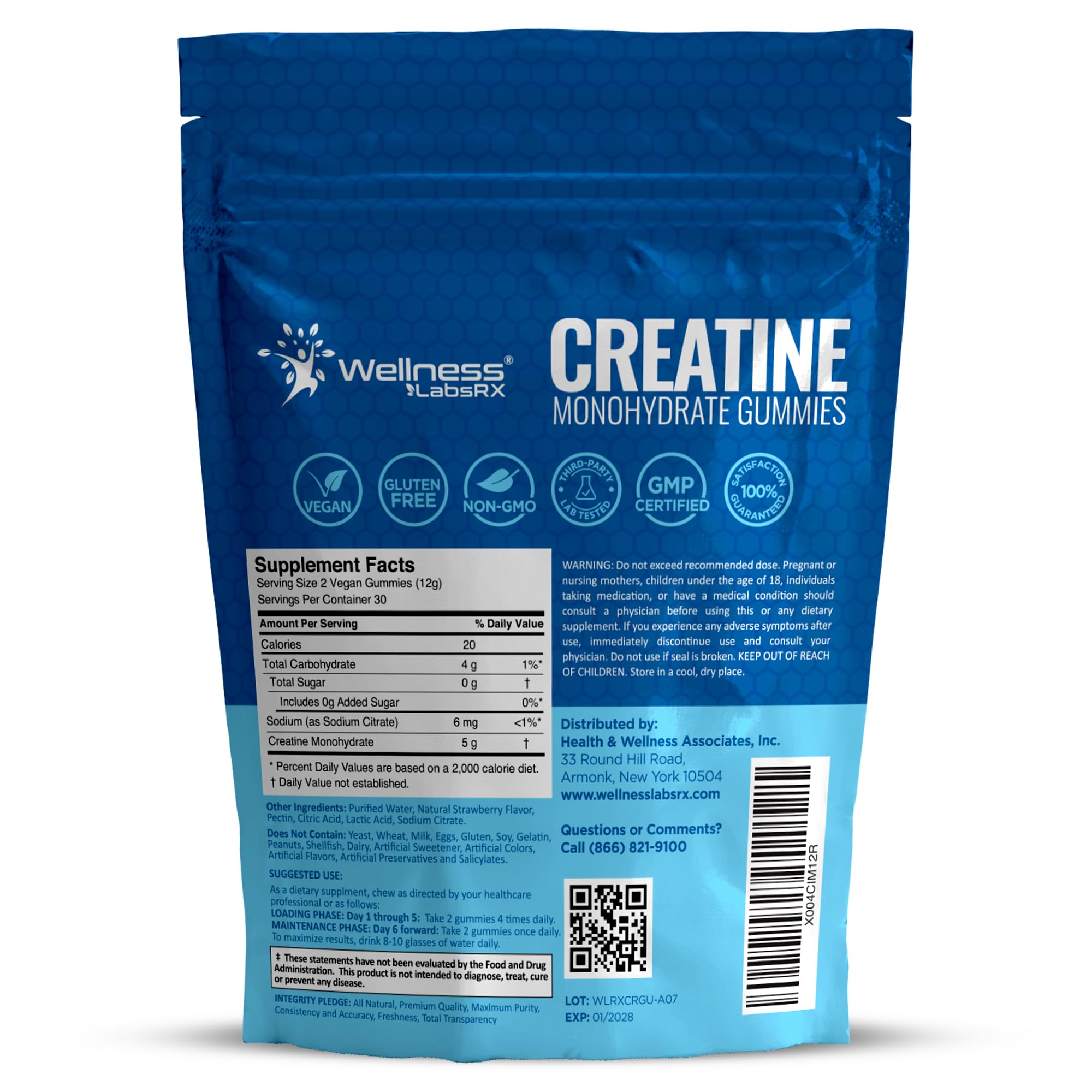 Creatine Gummies 5000mg, 30 Servings Creatine Monohydrate Gummies - Third-Party Tested Creatine for Women, Strawberry Flavor Creatine for Men, Muscle Growth, Strength, and Recovery - Pack of 1