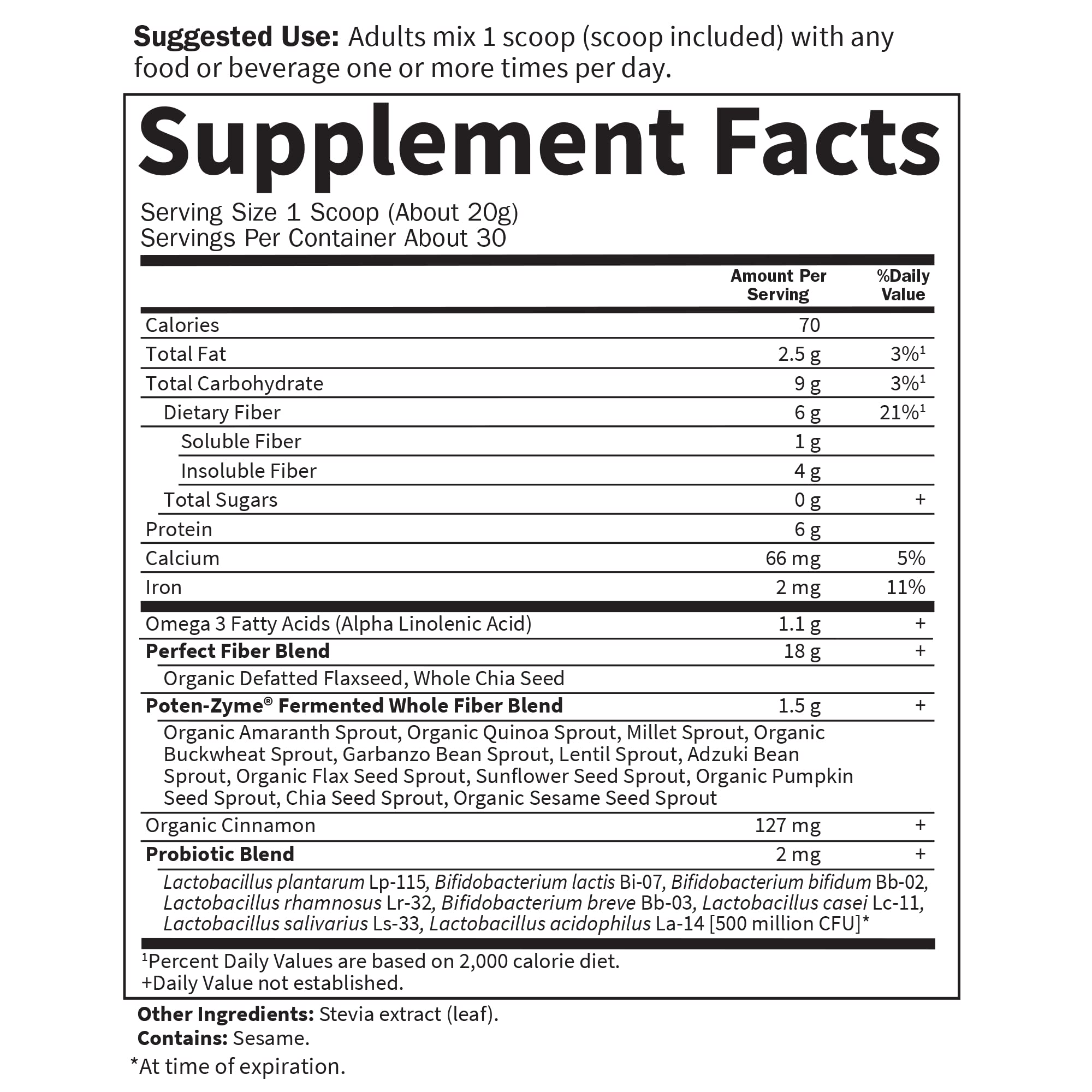 Garden of Life Super Seed - Vegetarian Whole Food Fiber Supplement with Protein and Omega 3, 5oz (600g) Powder