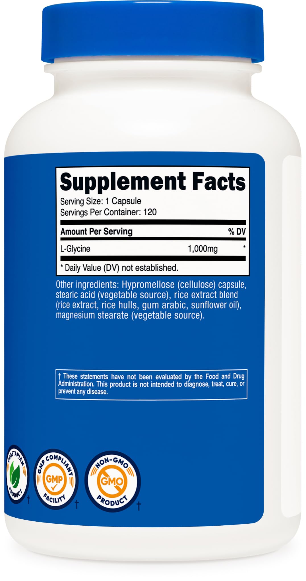 Nutricost L-Glycine 1000mg, 120 Capsules, Vegetarian, Non-GMO and Gluten Free
