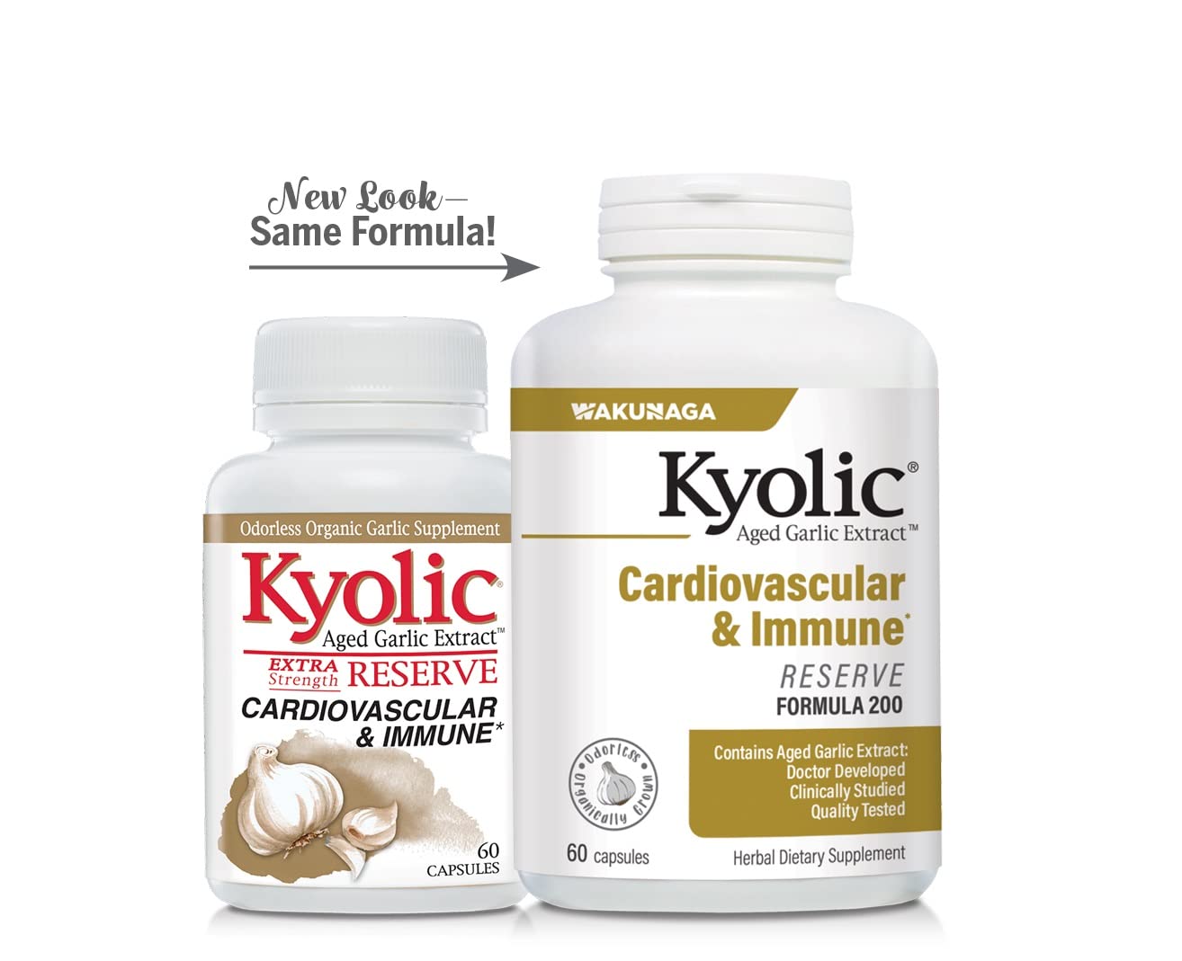 Kyolic Aged Garlic Extract Formula 200, Cardiovascular & Immune*, Reserve, 60 Capsules