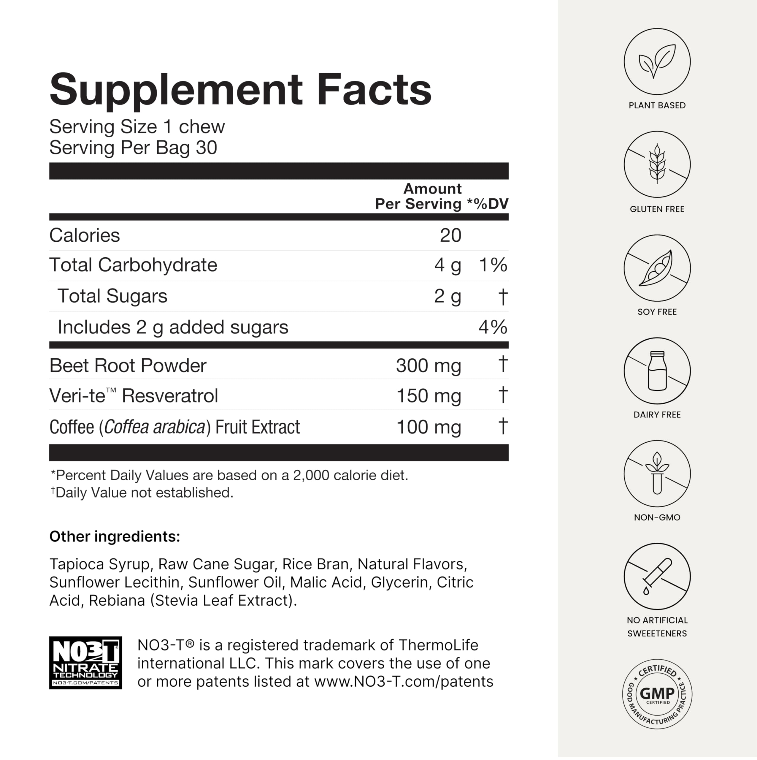 Humann SuperBeets Brain Supplements for Memory and Focus Chews, Mental Alertness, Clinically Studied Nootropics, Resveratrol Supplement Plus Beet Root Powder, Blueberry Pomegranate Flavor, 30 Count