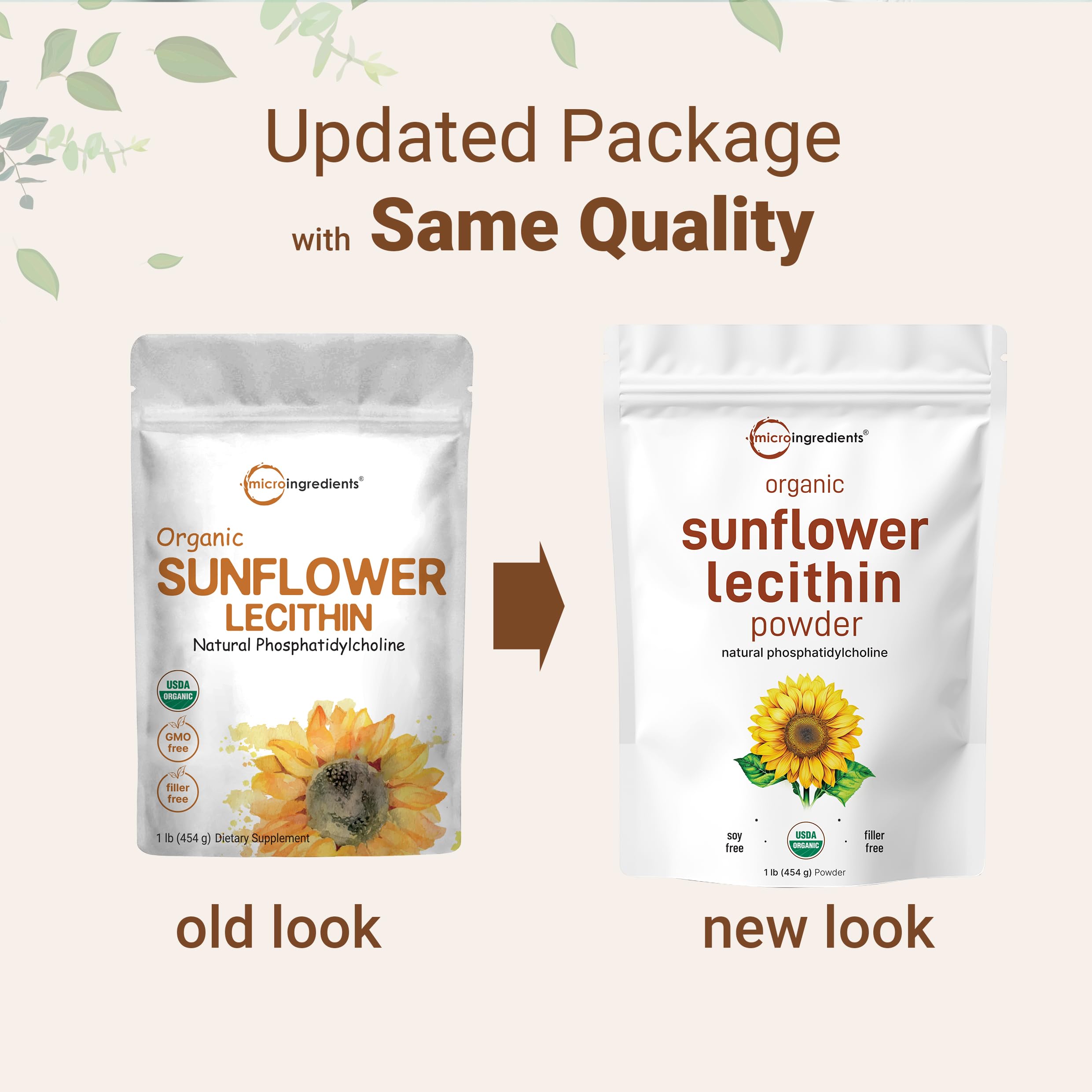 Organic Sunflower Lecithin Powder, 1 Pound, Sustainable Farmed, Cold Pressed, Rich in Phosphatidyl Choline and Protein, Making Liposomal Vitamin C, Lactation Supplement, Non-GMO