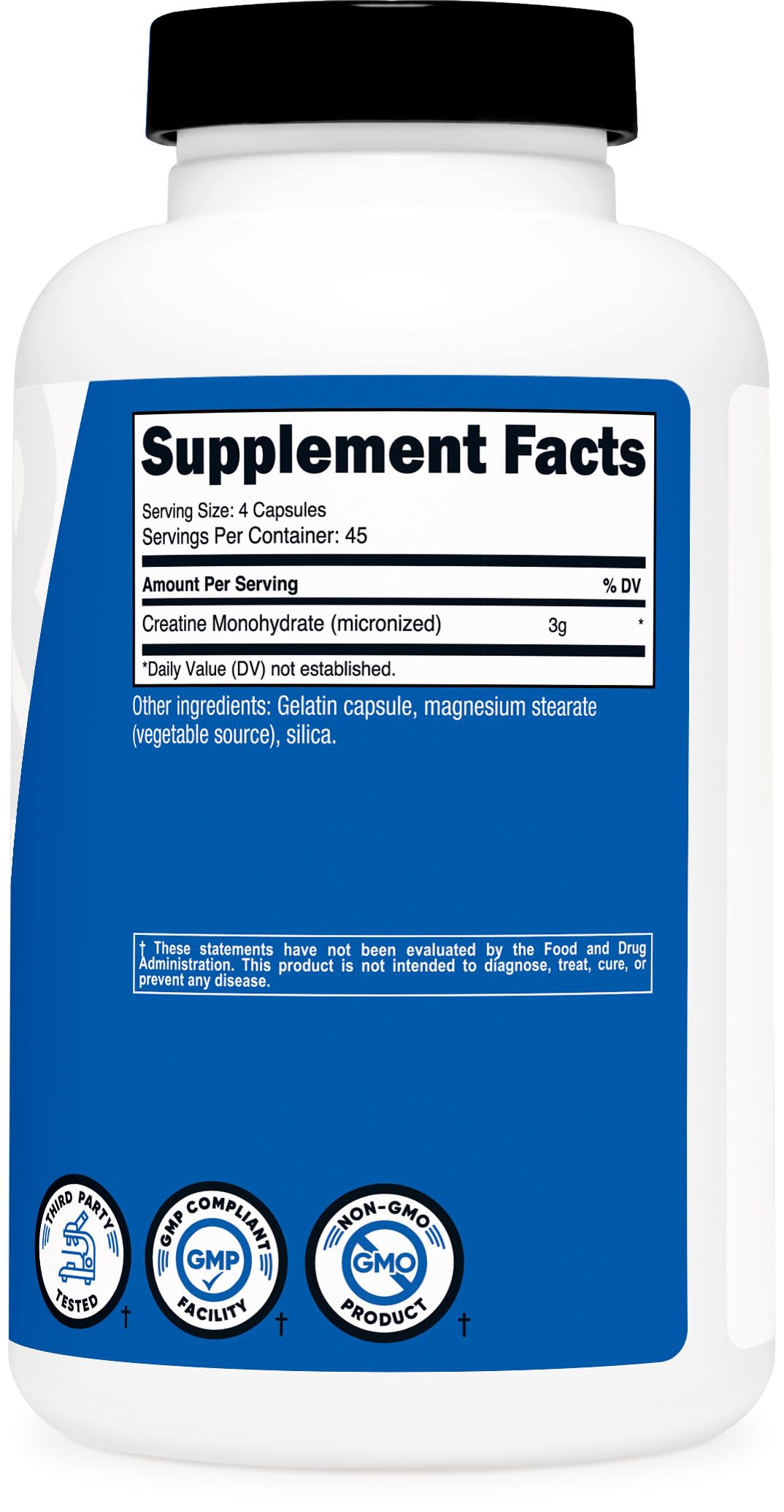 Nutricost Creatine Monohydrate 3,000mg, 180 Capsules (750mg Per Capsule) - Gluten Free, Non-GMO