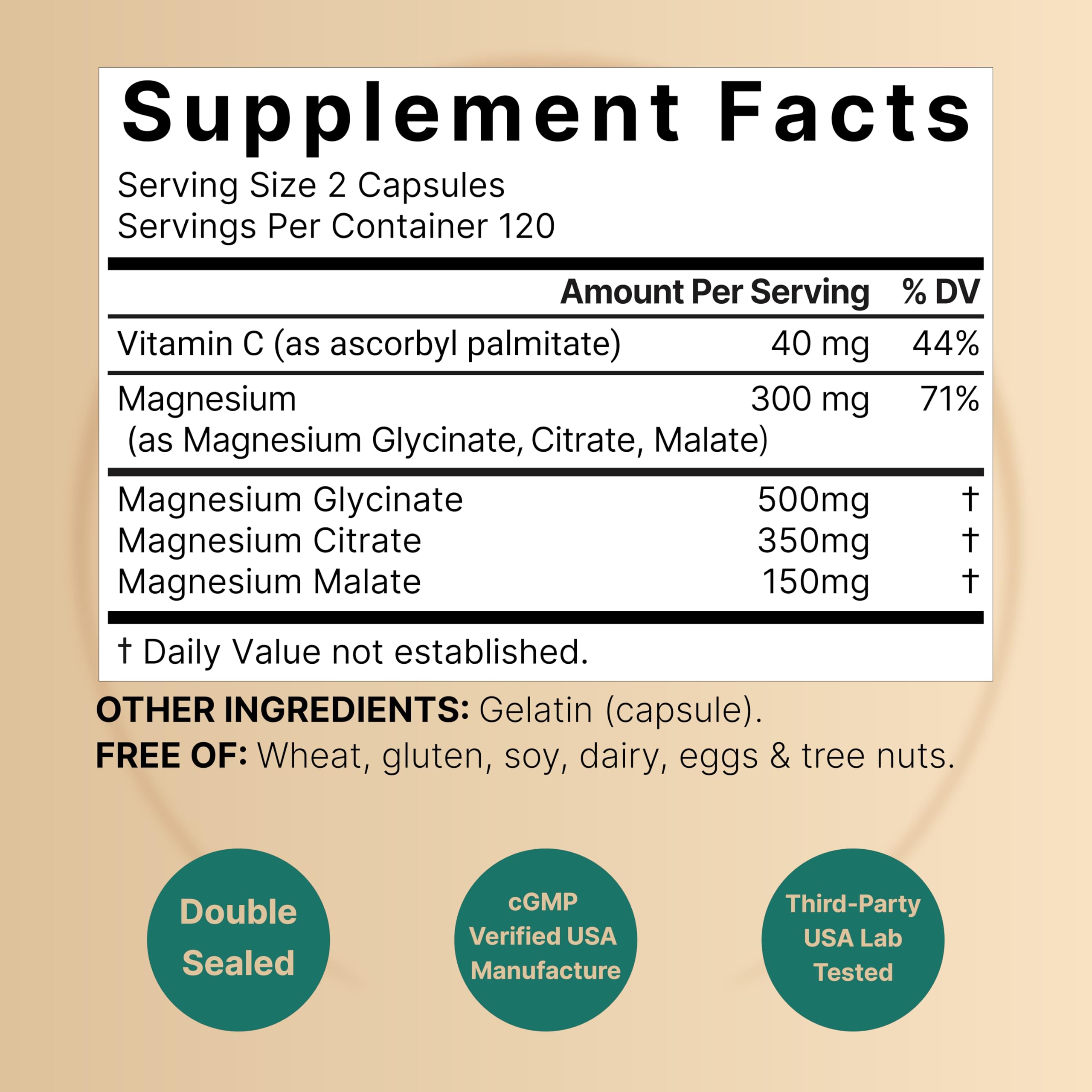 Magnesium Complex 1,000mg, 240 Capsules | Triple Magnesium Complex with Glycinate, Citrate, & Malate | Chelated & Purified for Better Absorption | Filler Free, Non-GMO