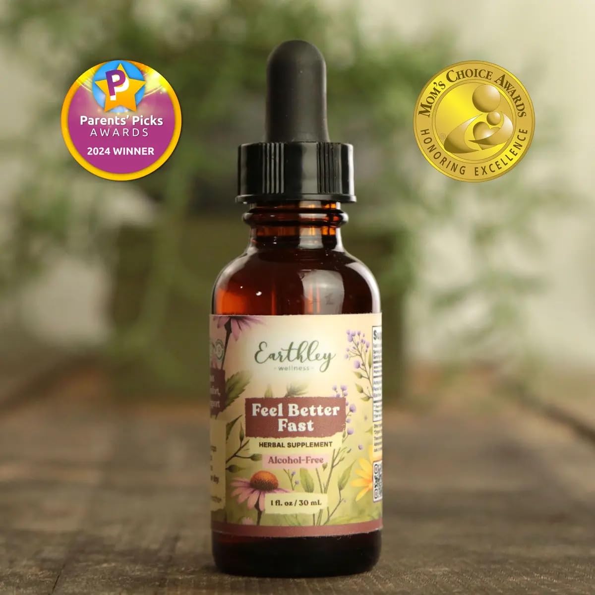 Earthley Wellness Feel Better Fast, All-Natural Relief for Minor Ailments, Organic Herbal Formula, Supports Immune & Digestive Health, Echinacea Root and More, 6 Month Supply (1.69oz Glass, 500 doses)