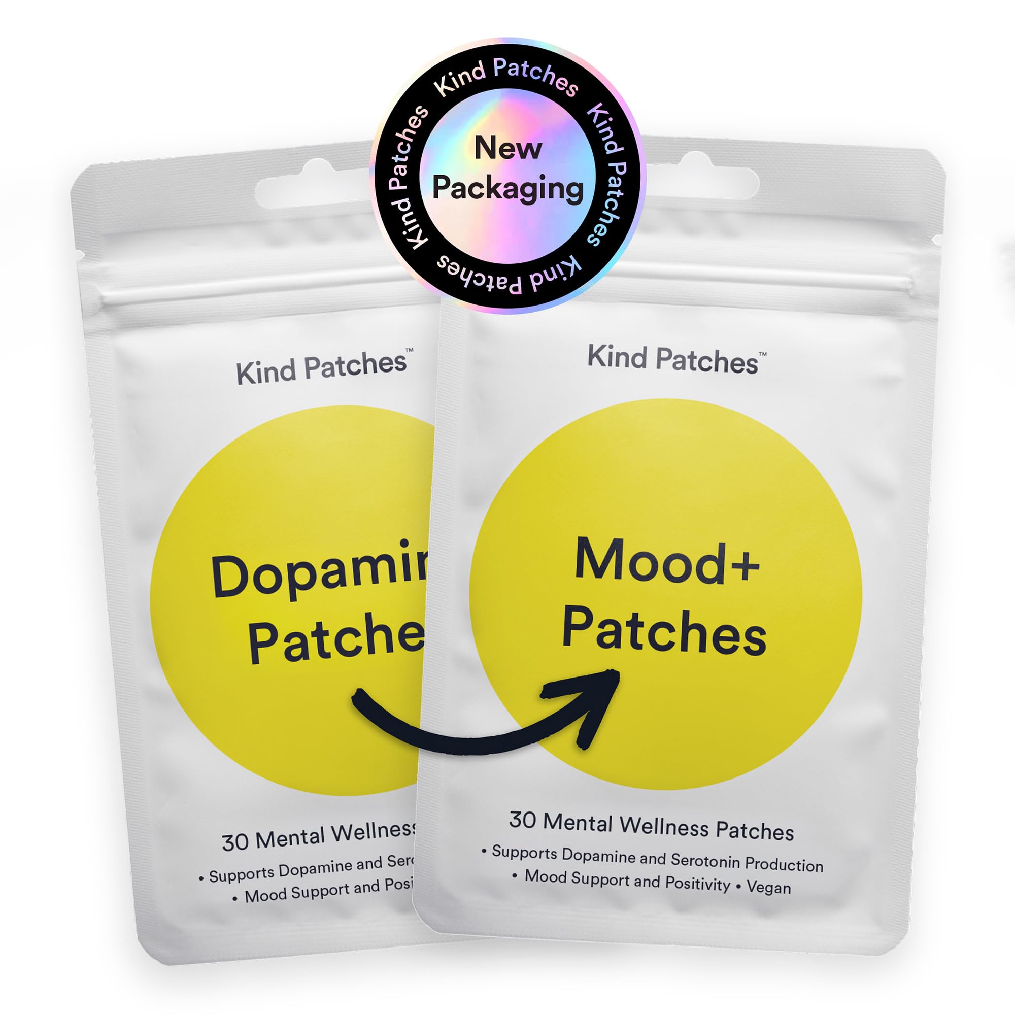 Kind Patches Mood Plus Patches with Mucuna Pruriens, Rhodiola, and Lions Mane Extract - Vegan - 30 Count