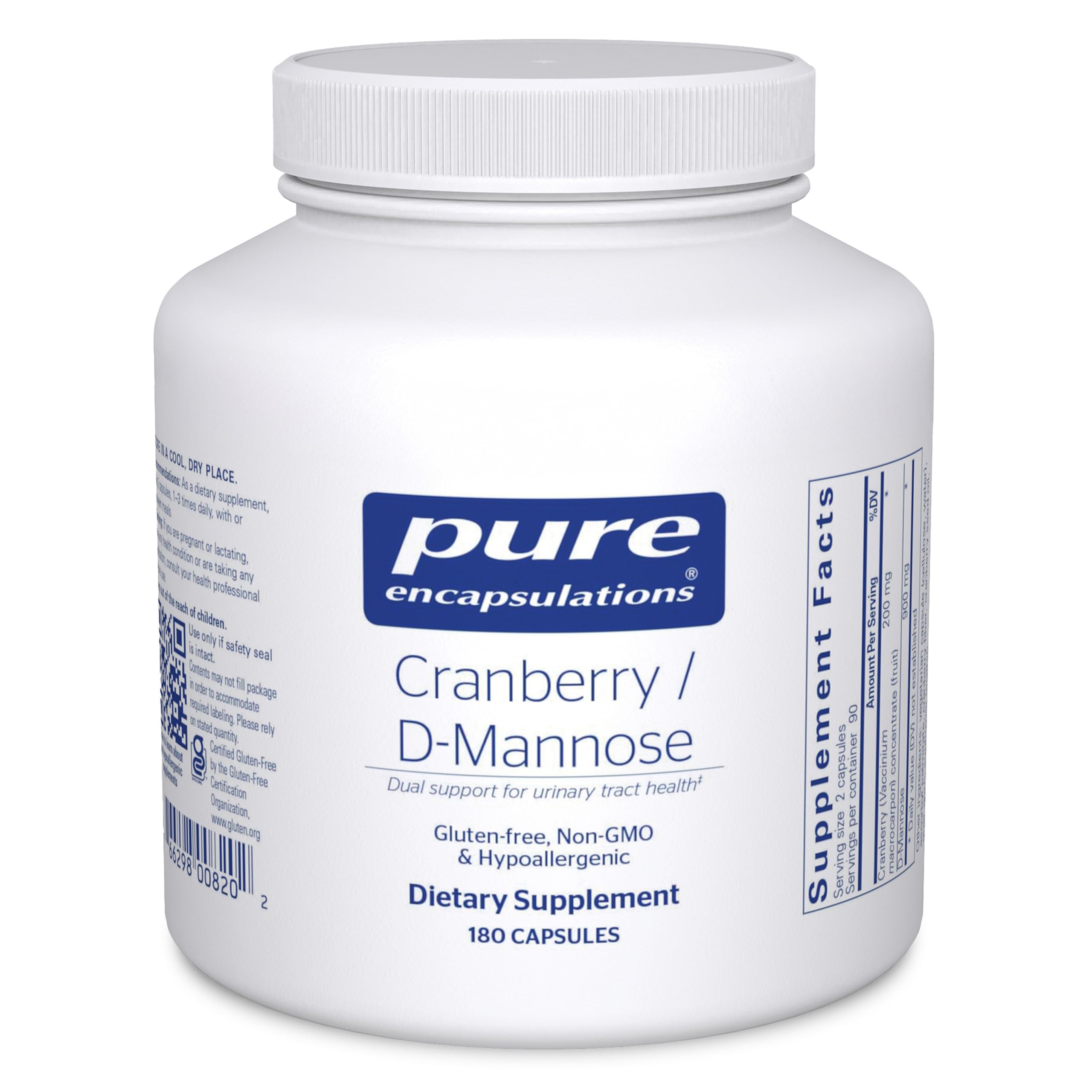 Pure Encapsulations Cranberry D-Mannose - Supports Urinary Tract Health* - with Cranberry Fruit Solids - Vegan & Non-GMO Dietary Supplement - 180 Capsules