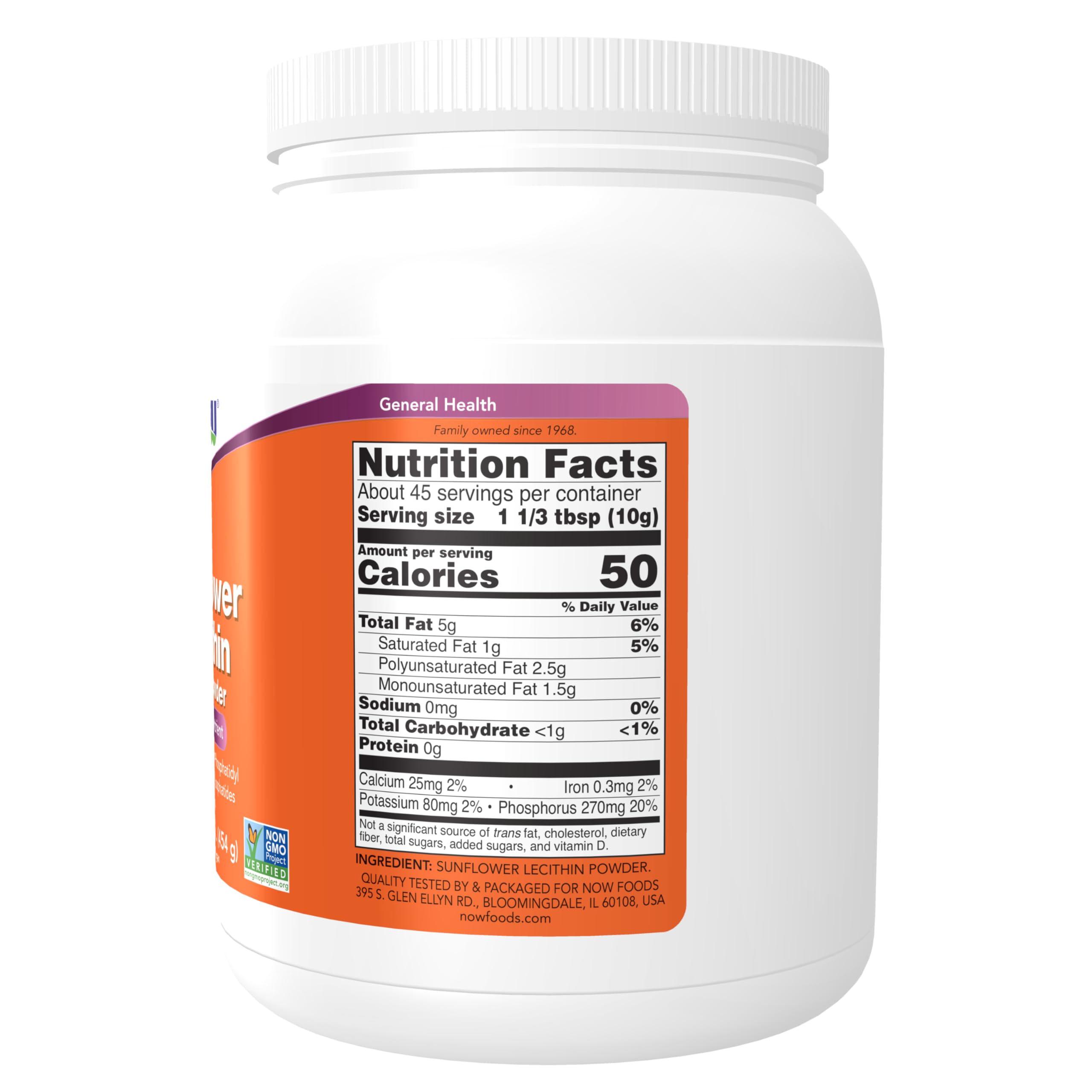 NOW Foods Supplements, Sunflower Lecithin with naturally occurring Phosphatidyl Choline and Other Phosphatides, Powder, 1-Pound