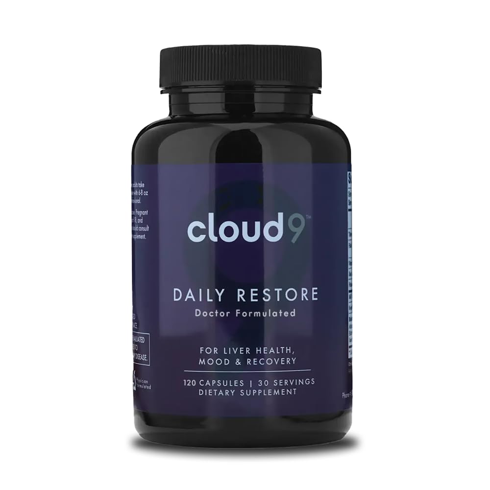 Cloud9 Daily Restore – Liver Detox & Recovery Supplement with Milk Thistle, NAC & B-Vitamins – Energy, Focus & Nutrient Support After Drinking – 120 Capsules – Made in USA