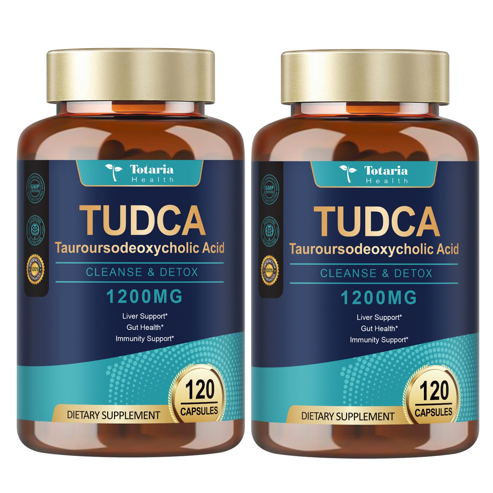 Totaria (2 Packs) TUDCA Bile Salts 1200mg (Tauroursodeoxycholic Acid), Ultra Strength Pure TUDCA Liver Supplements, Liver and Gallbladder Cleanse & Repair, Vegan