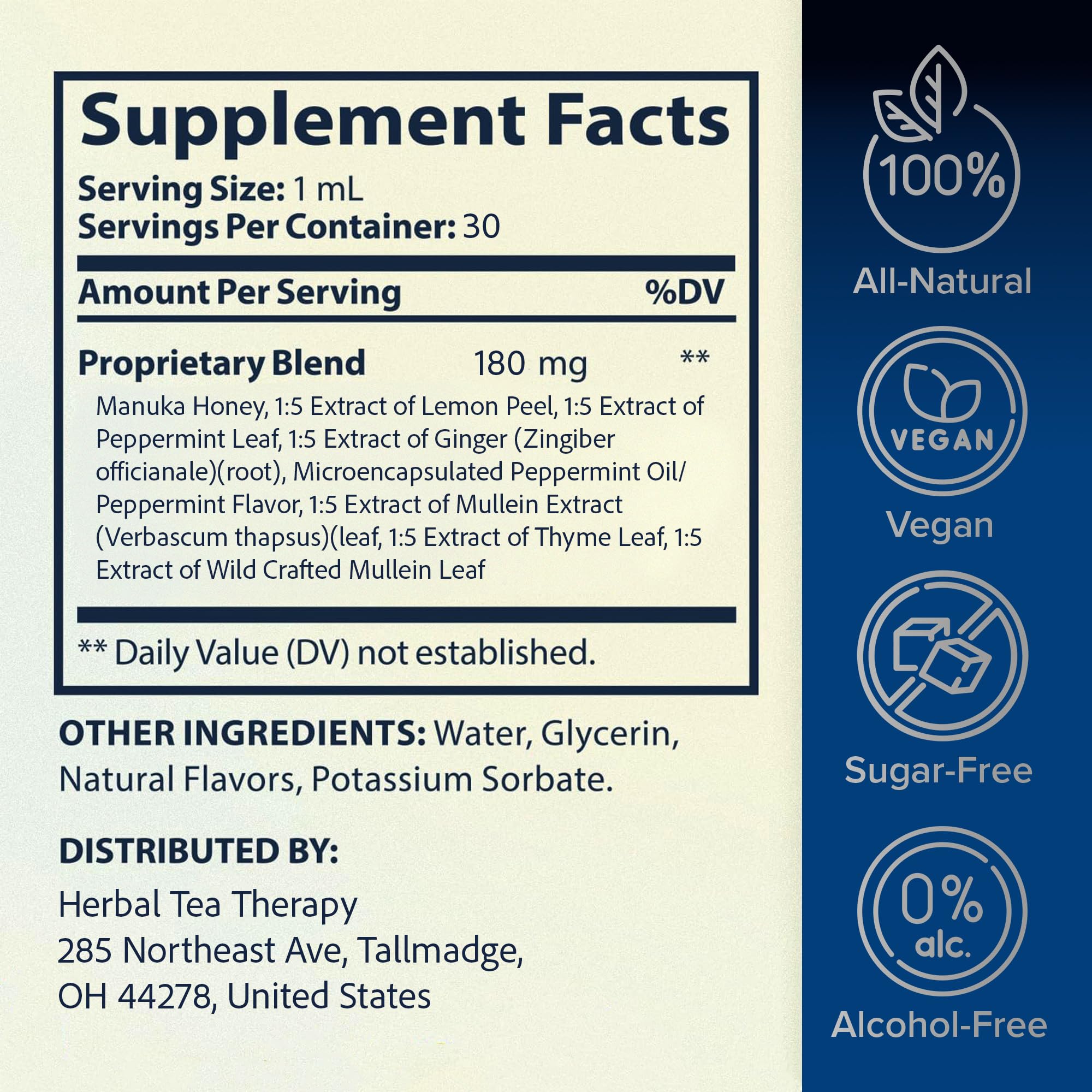 BREATHE 8-IN-1 Mullein Drops for Lungs & Airways (1 fl. oz.): Peppermint, Thyme, & Mullein Leaf Extract for Lungs Detox for Smokers - Break up Mucus & Breathe Clear - GMO-Free & Made in USA